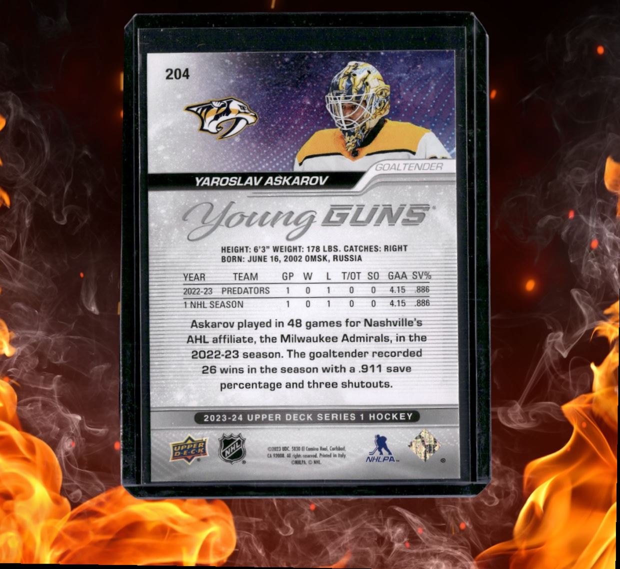 2023-24 Upper Deck Yaroslav Askarov Young Guns (B) Rookie #204