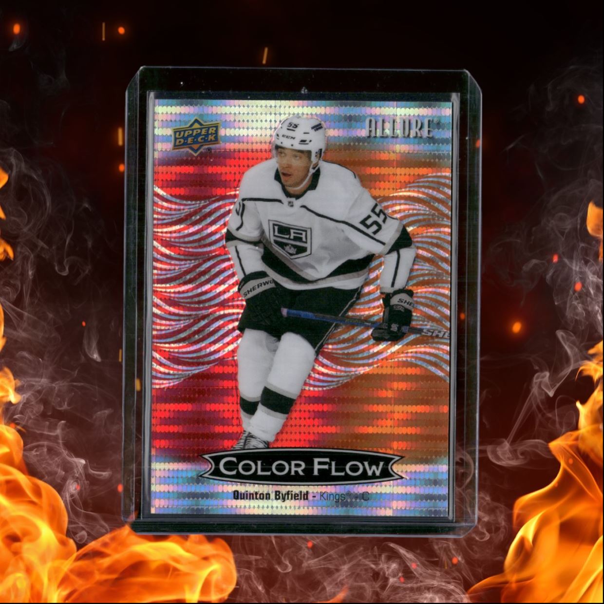 2024-25 Upper Deck Allure Quinton Byfield Color Flow Spectrum Red - Orange