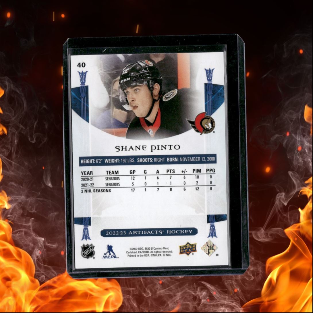 2022-23 Upper Deck Artifacts Shane Pinto Gold Yellow 1st Print 01/50 #40