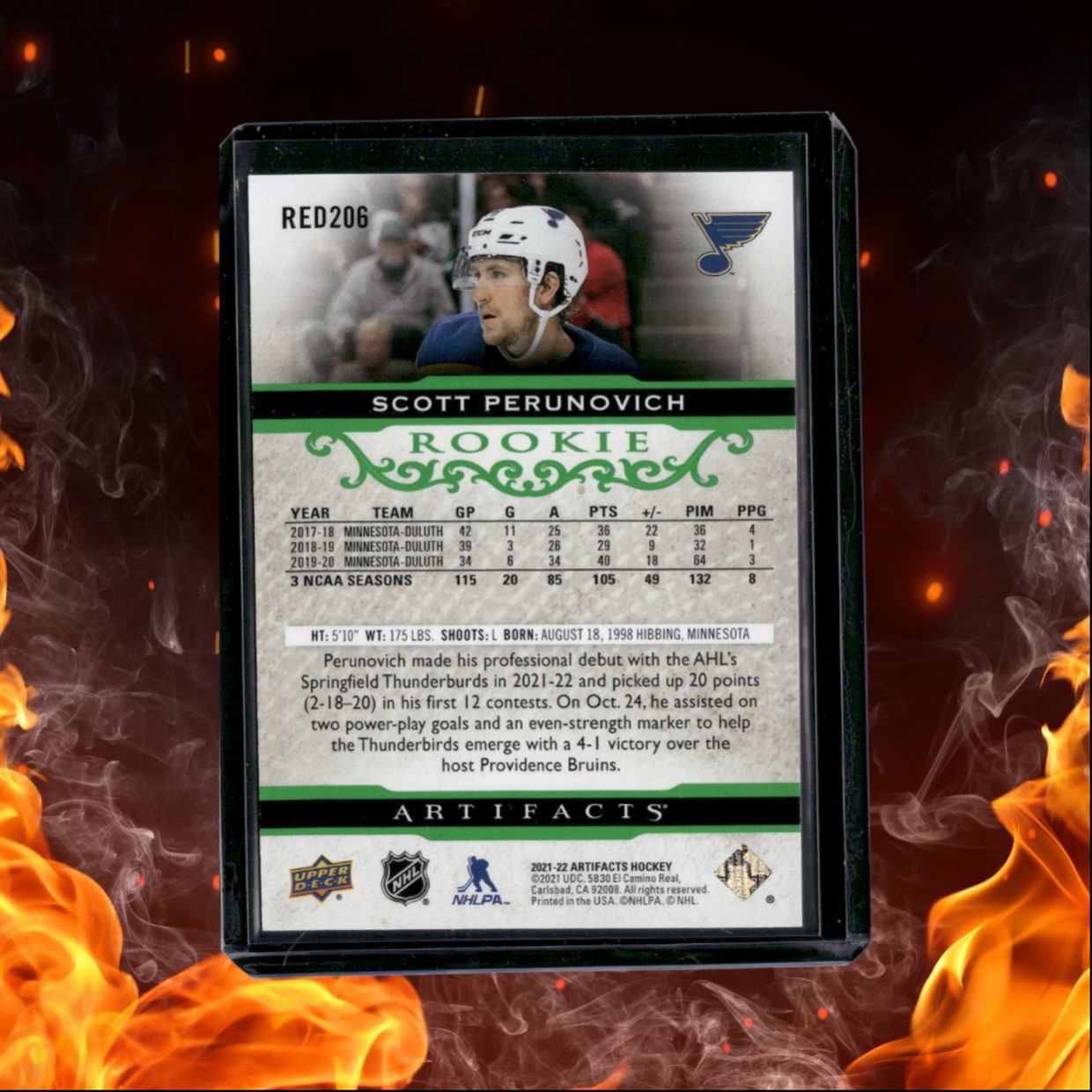 2021-22 Upper Deck Artifacts Scott Perunovich Emerald Green Rookie 36/99 #RED206