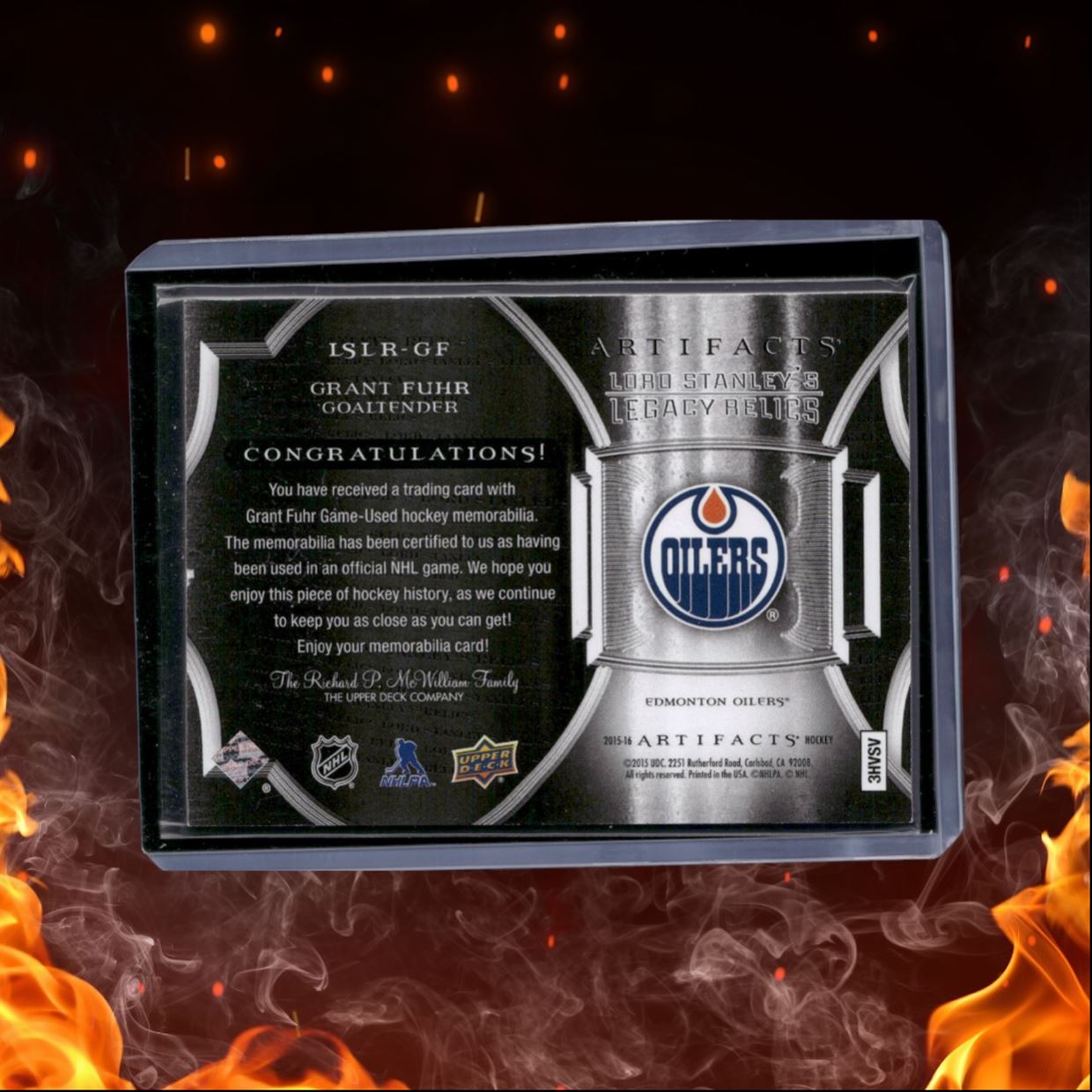 2015-16 Upper Deck Artifacts Grant Fuhr Lord Stanley's Legacy Relics Jersey
