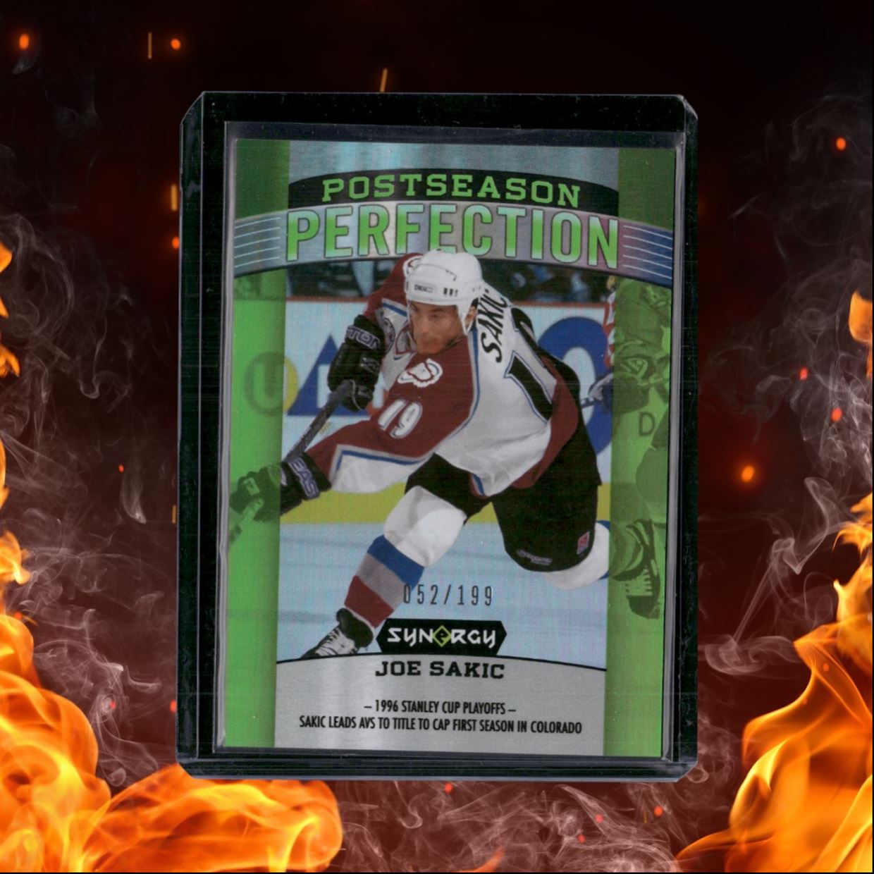 2018-19 Upper Deck Synergy Joe Sakic Postseason Perfection Green 052/199 #PS-6