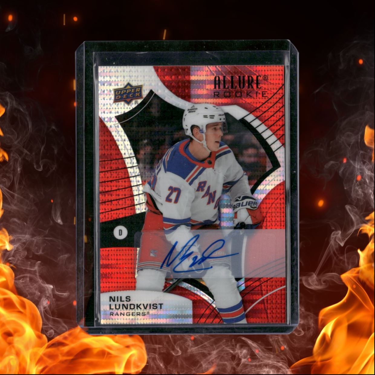 2021-22 Upper Deck Allure Nils Lundkvist Red Rainbow Rookie Auto #106