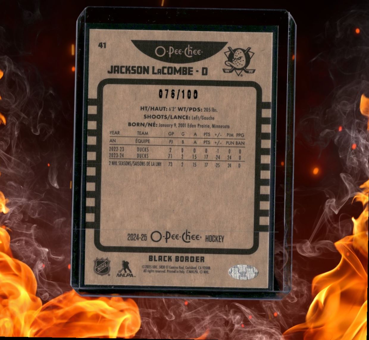 2024-25 O-Pee-Chee Jackson LaCombe Retro Black Border 076/100 #41