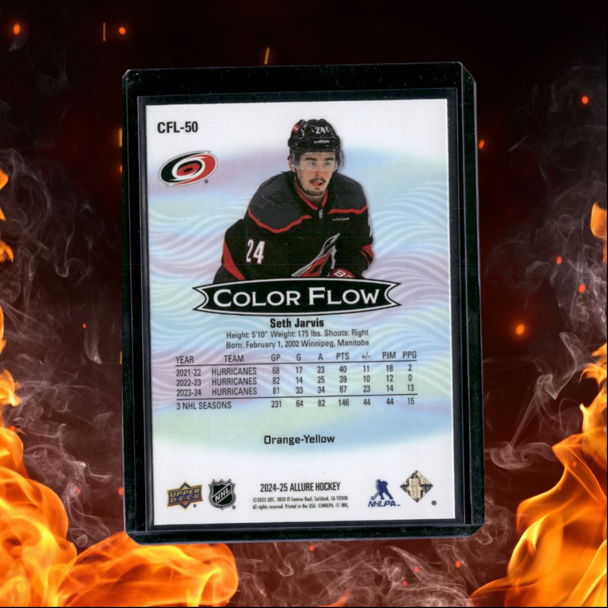 2024-25 Upper Deck Allure Seth Jarvis Color Flow Orange Yellow #CFL-50