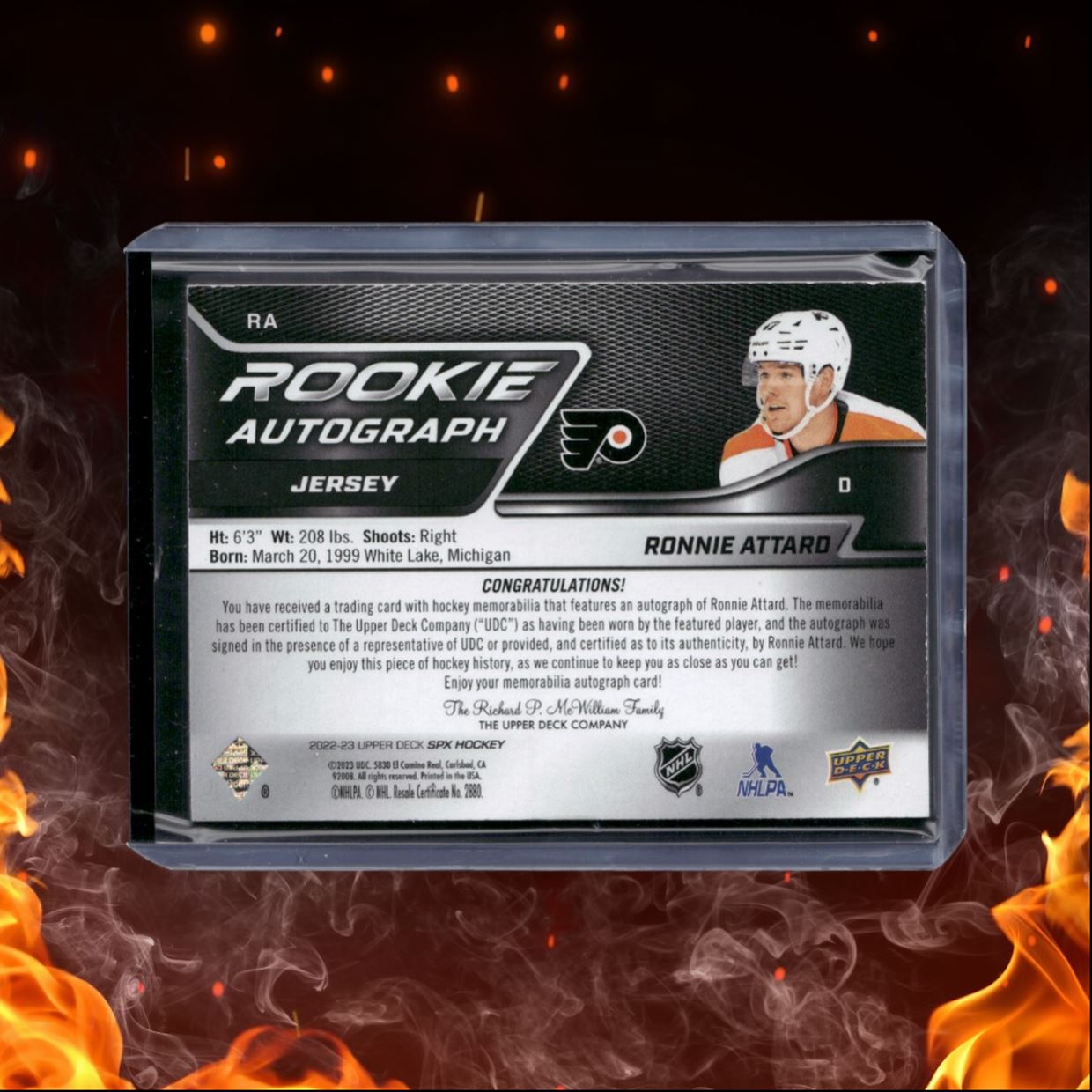 2022-23 Upper Deck SPx Ronnie Attard Jersey Rookie Auto 051/375 #RA