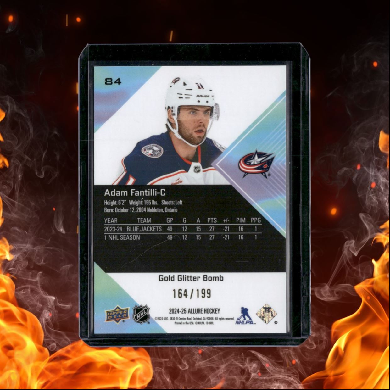 2024-25 Upper Deck Allure Adam Fantilli Gold Glitter Bomb 164/199 #84