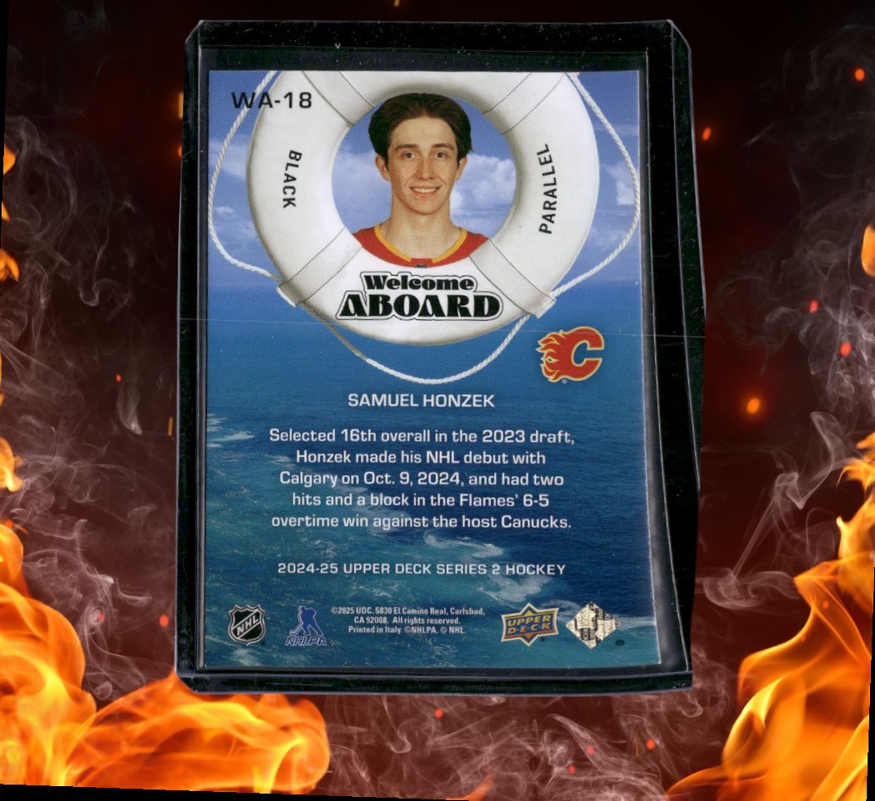 2024-25 Upper Deck Samuel Honzek Welcome Aboard Black SSP Rookie #WA-18