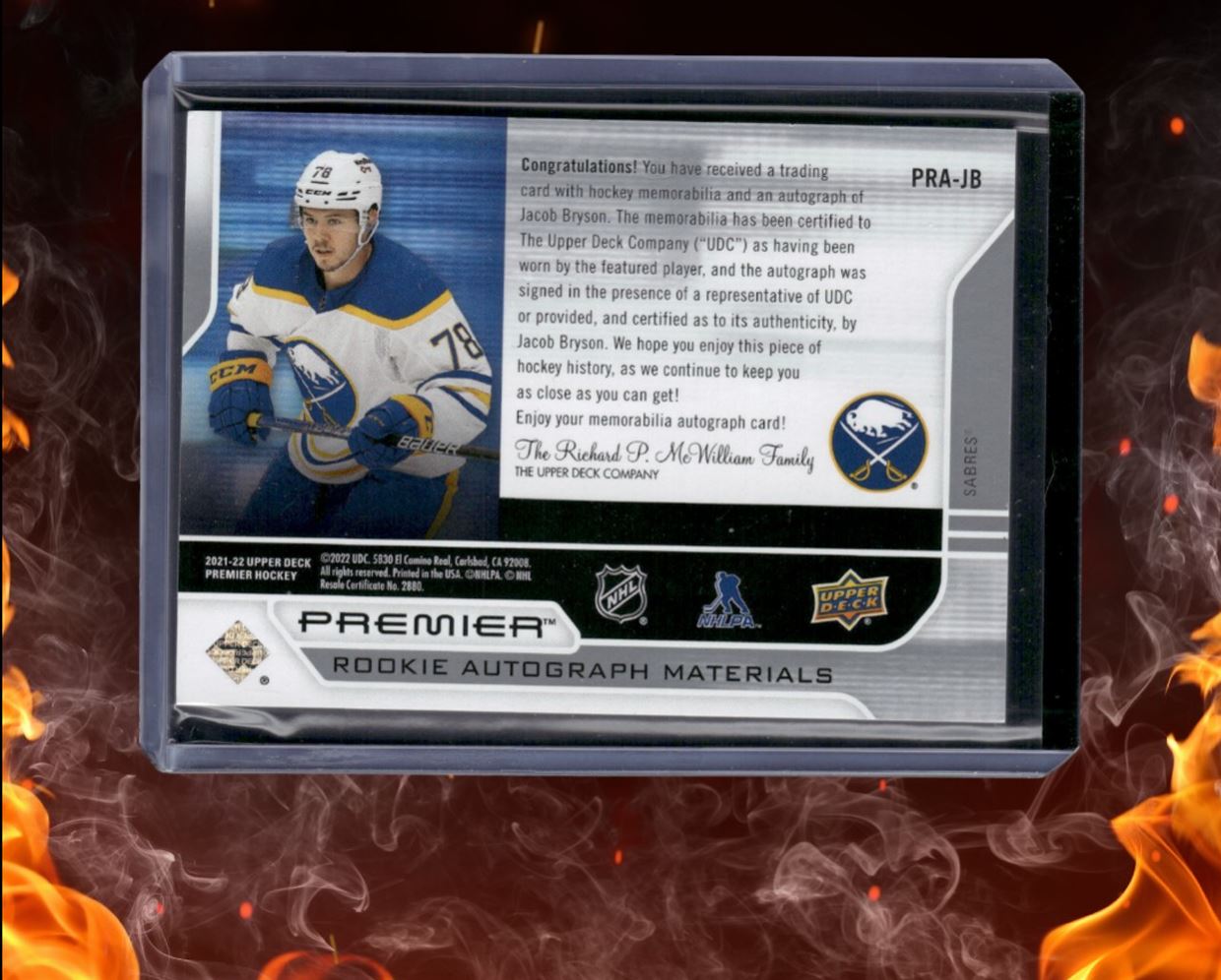 2021-22 Upper Deck Premier Jacob Bryson Patch Rookie Auto 67/99 #PRA-JB