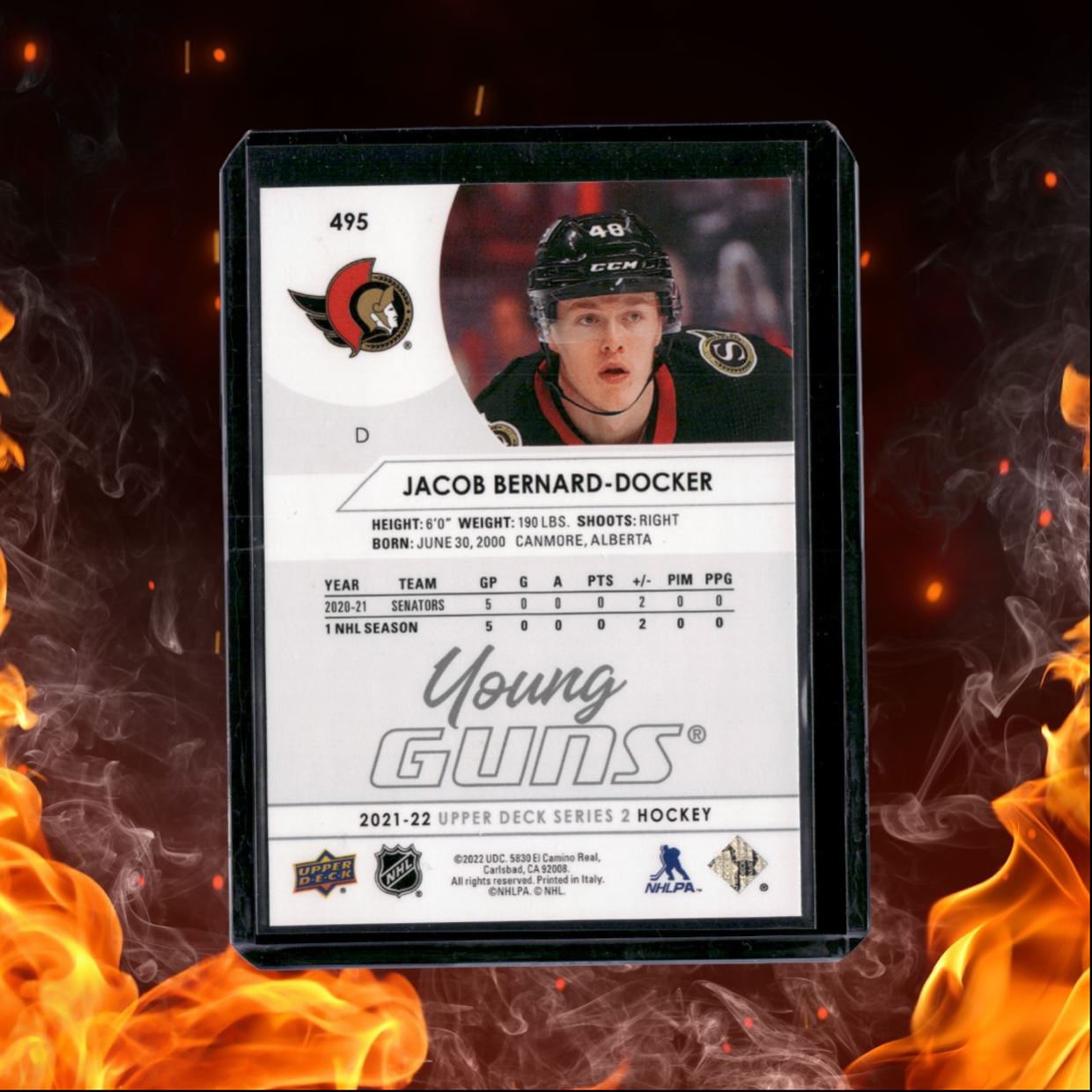 2021-22 Upper Deck Jacob Bernard-Docker Young Guns Rookie #495