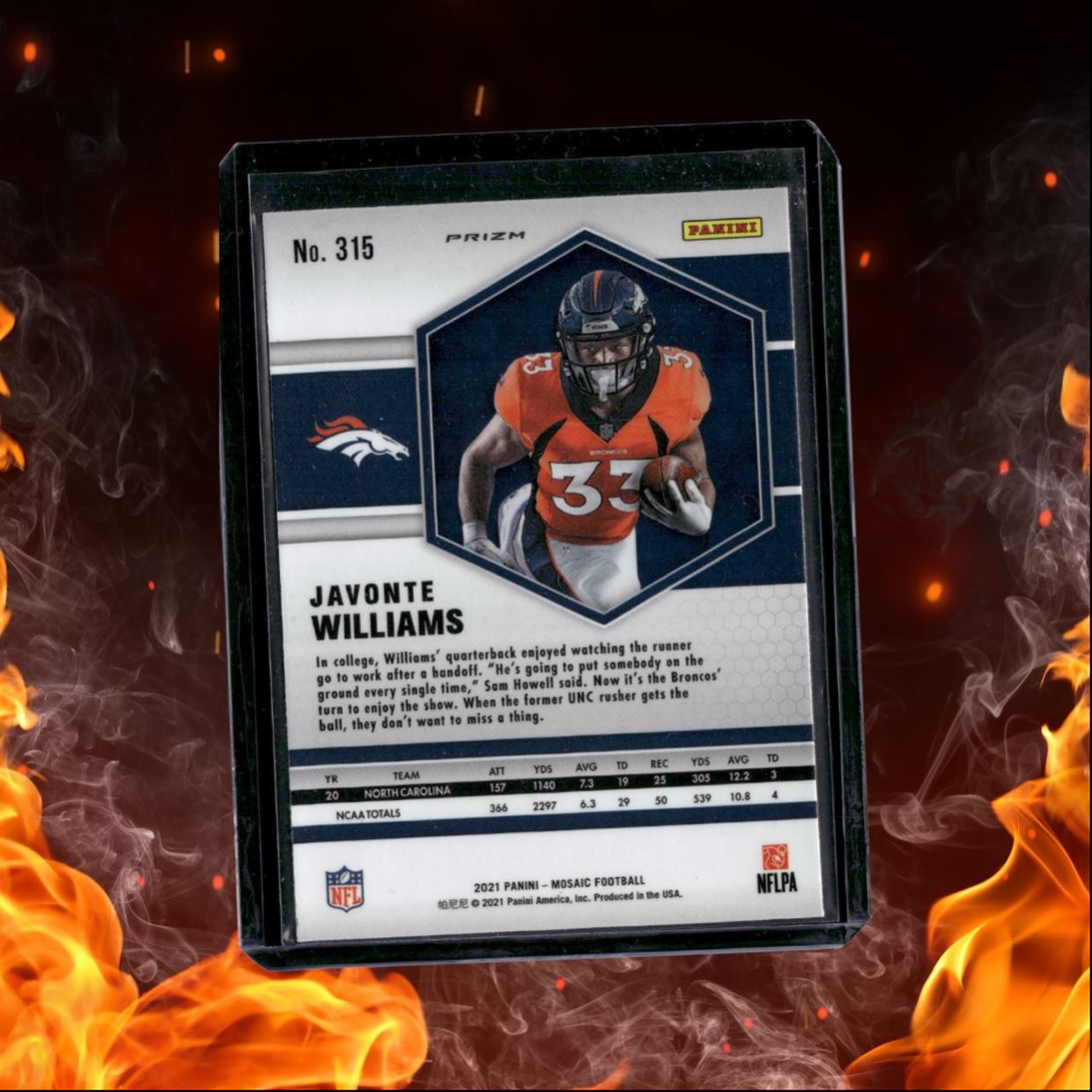 2021 Panini Mosaic Javonte Williams Orange Mosaic Prizm Rookie #315