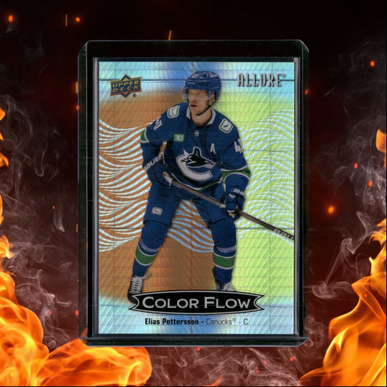2024-25 Upper Deck Allure Elias Pettersson Color Flow Orange Yellow Spectrum