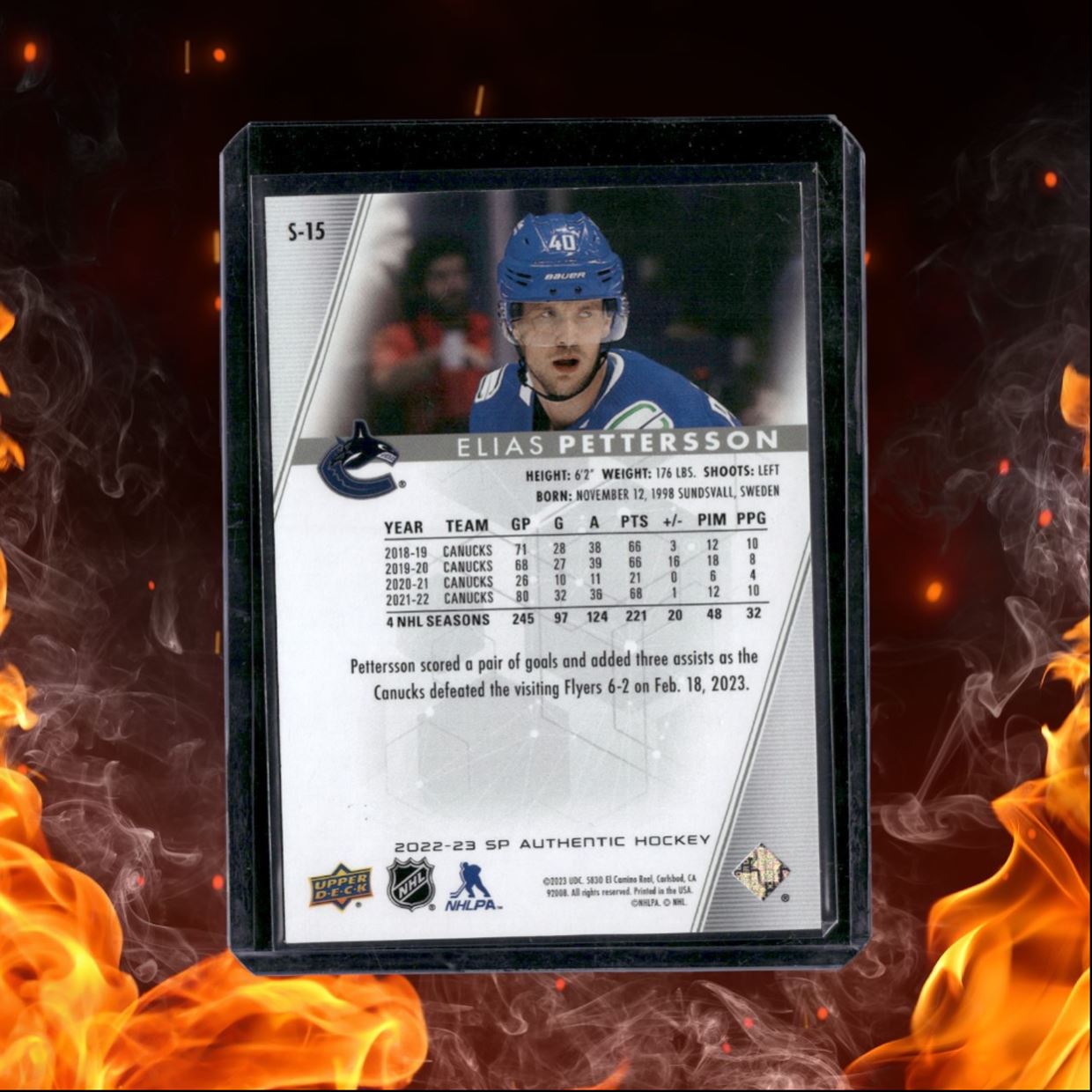 2022-23 SP Authentic Elias Pettersson Spectrum FX Gold 50/50 #S-15