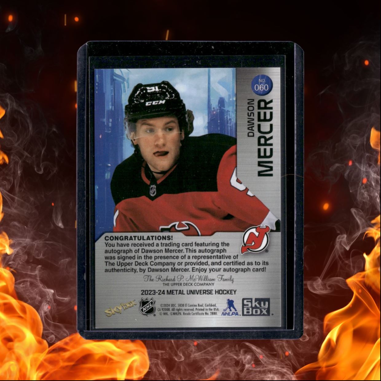 2023-24 Skybox Metal Universe Dawson Mercer Silver Auto #060