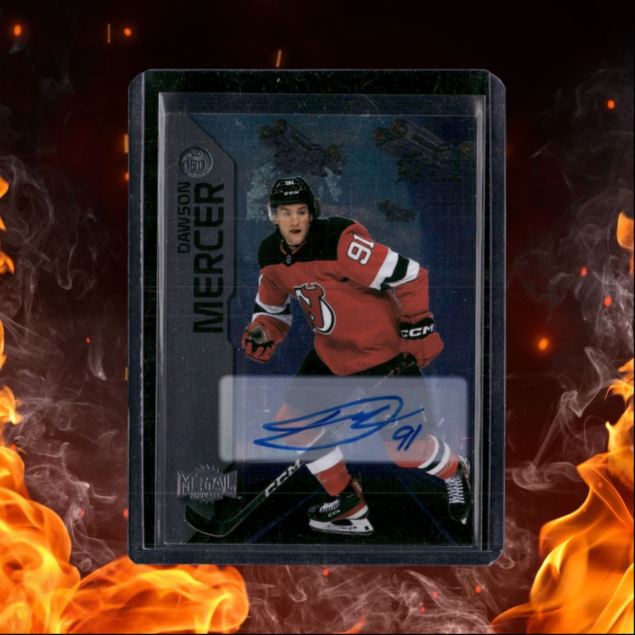 2023-24 Skybox Metal Universe Dawson Mercer Silver Auto #060