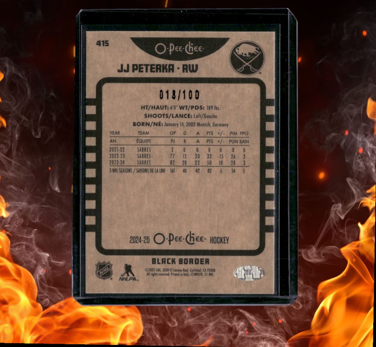 2024-25 O-Pee-Chee JJ Peterka Retro Black Rainbow 018/100 #415