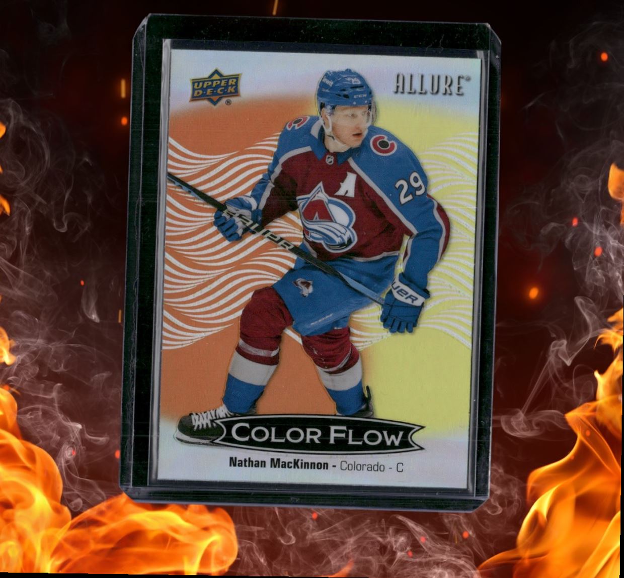 2024-25 Upper Deck Allure Nathan MacKinnon Color Flow Orange - Yellow #CFL-39