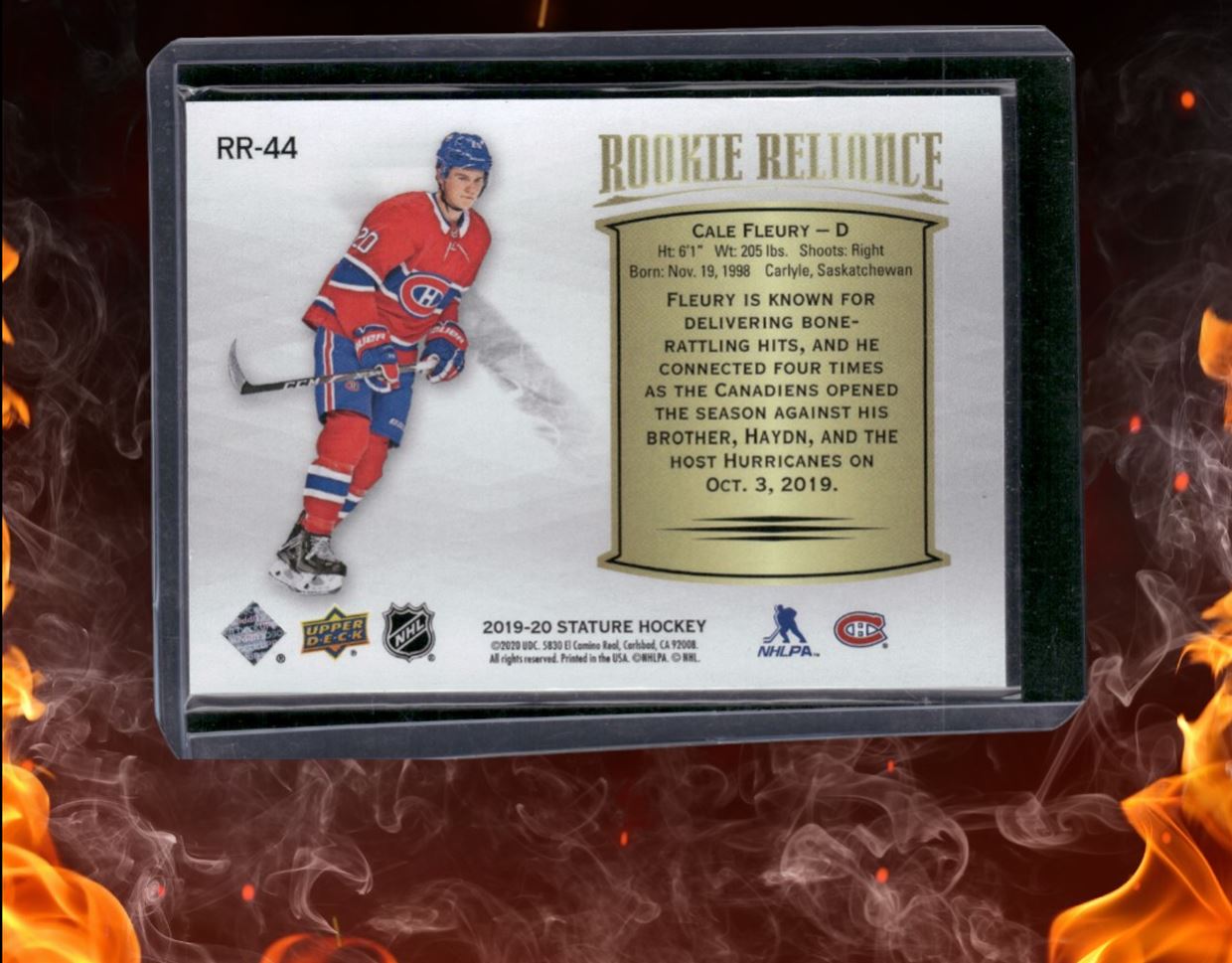 2019-20 Upper Deck Stature Cale Fleury Reliance Green Rookie 04/99 #RR-44