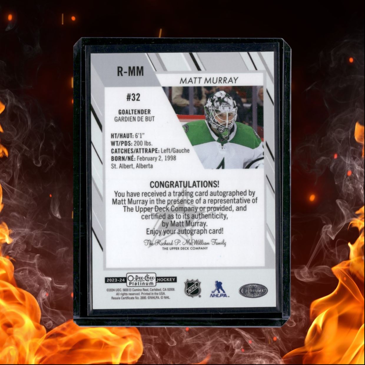 2023-24 O-Pee-Chee Platinum Matt Murray Rookie Auto #R-MM