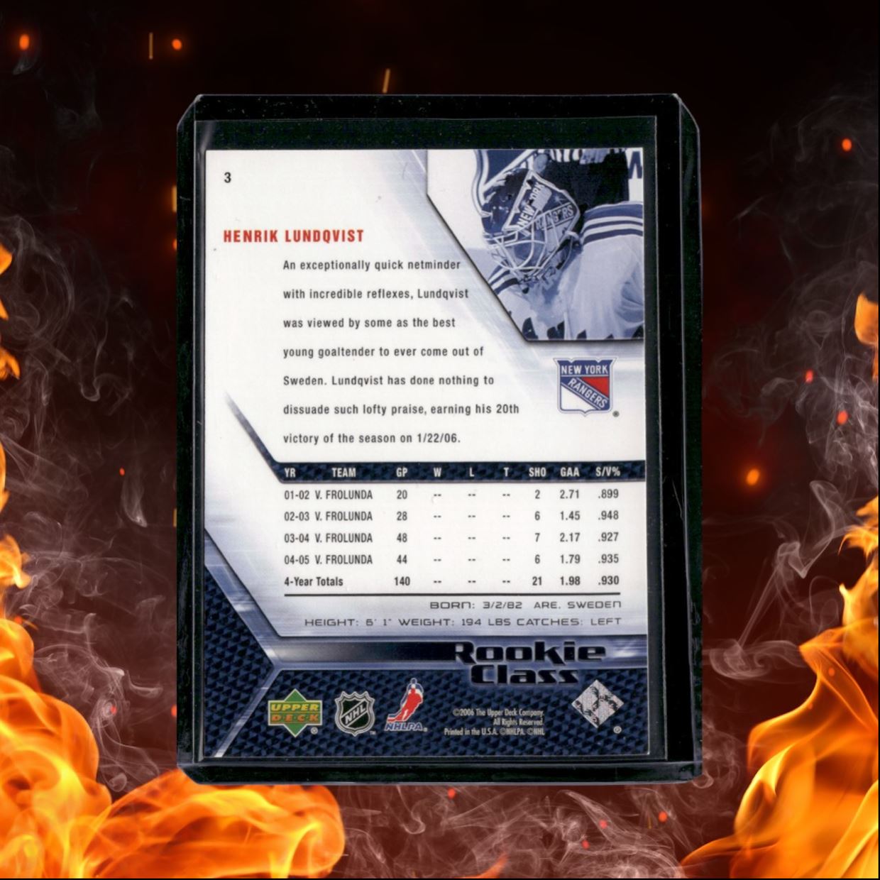 2005-06 Upper Deck Rookie Class Box Set Henrik Lundqvist Rookie #3