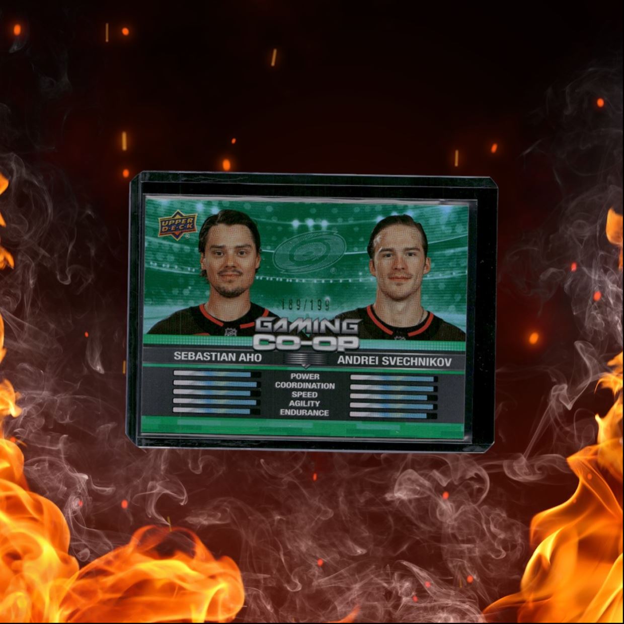 2024-25 Upper Deck Sebastian Aho / Andrei Svechnikov Gaming Co-Op Green 189/199