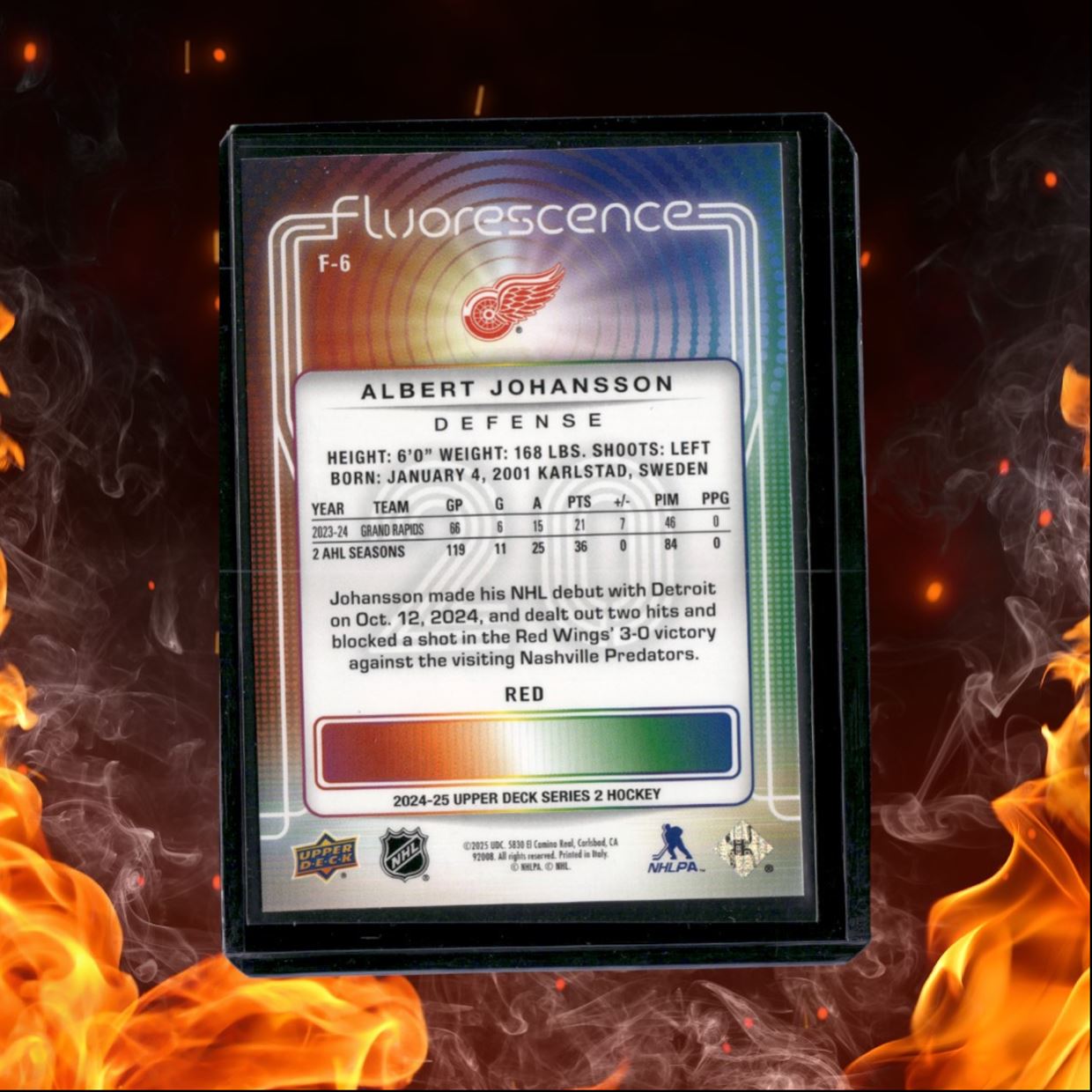 2024-25 Upper Deck Albert Johansson Flurorescence Red Rookie #F-6