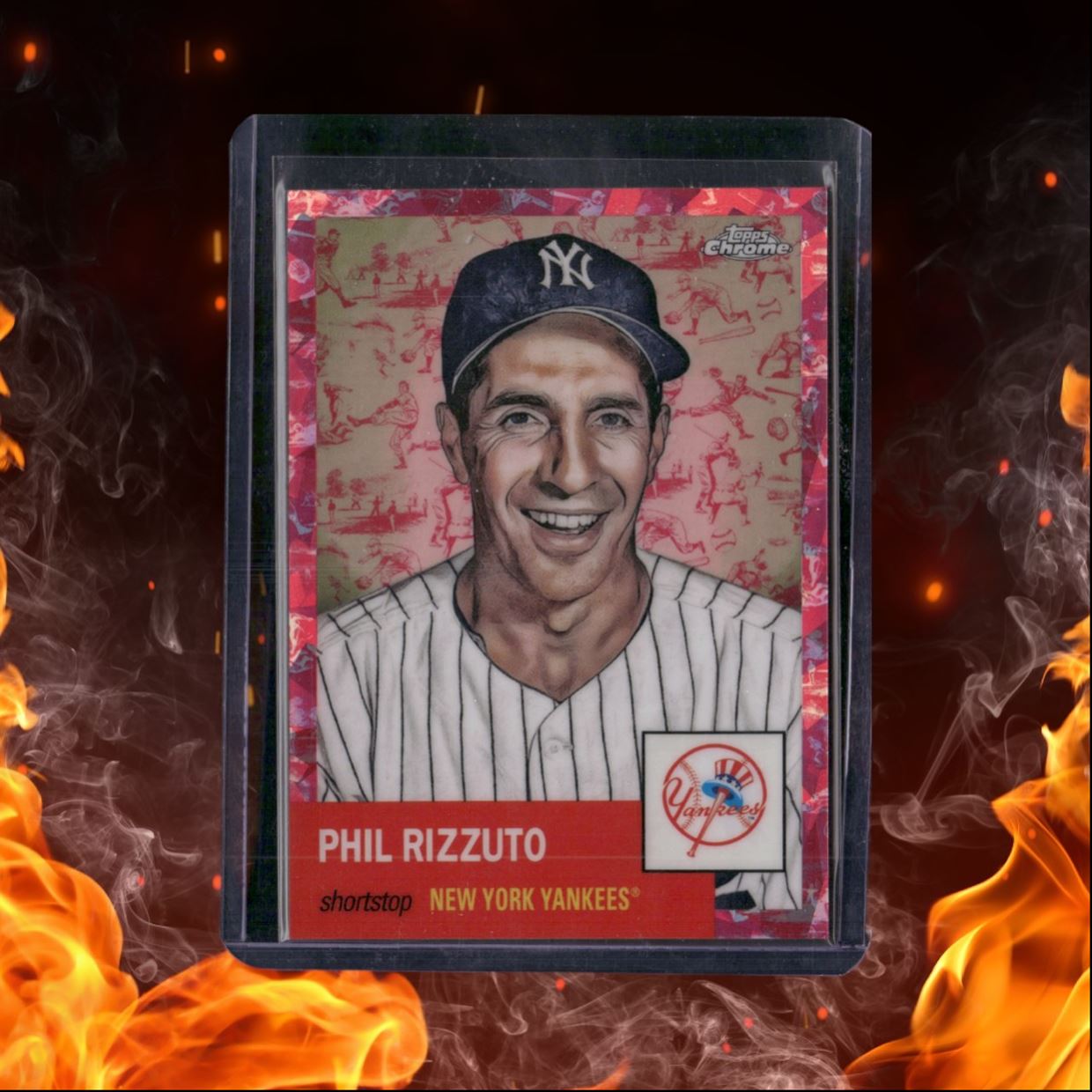 2022 Topps Chrome Platinum Anniversary Phil Rizzuto Toile Pink Refractor 099/100