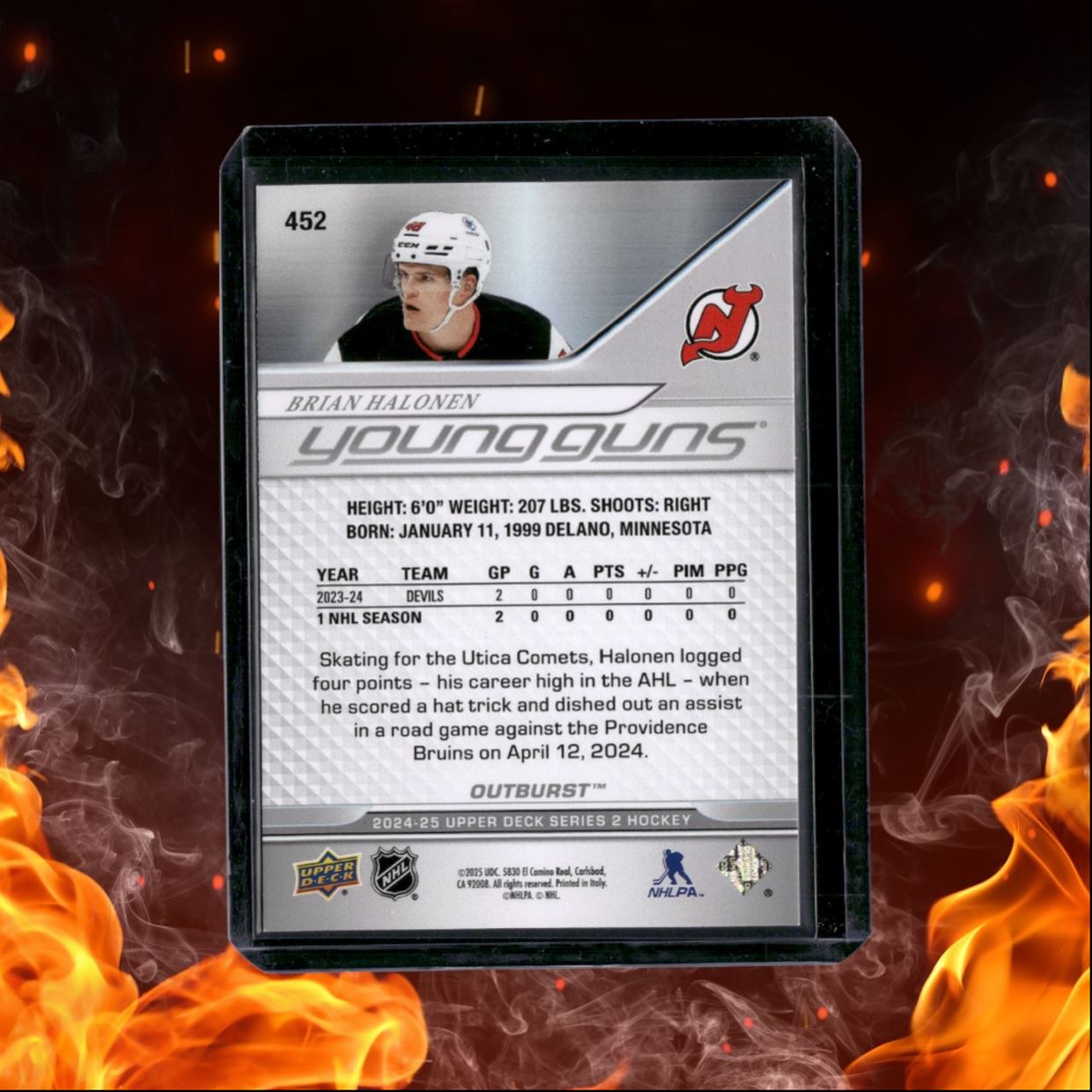 2024-25 Upper Deck Brian Halonen Outburst Silver Young Guns SP Rookie #452