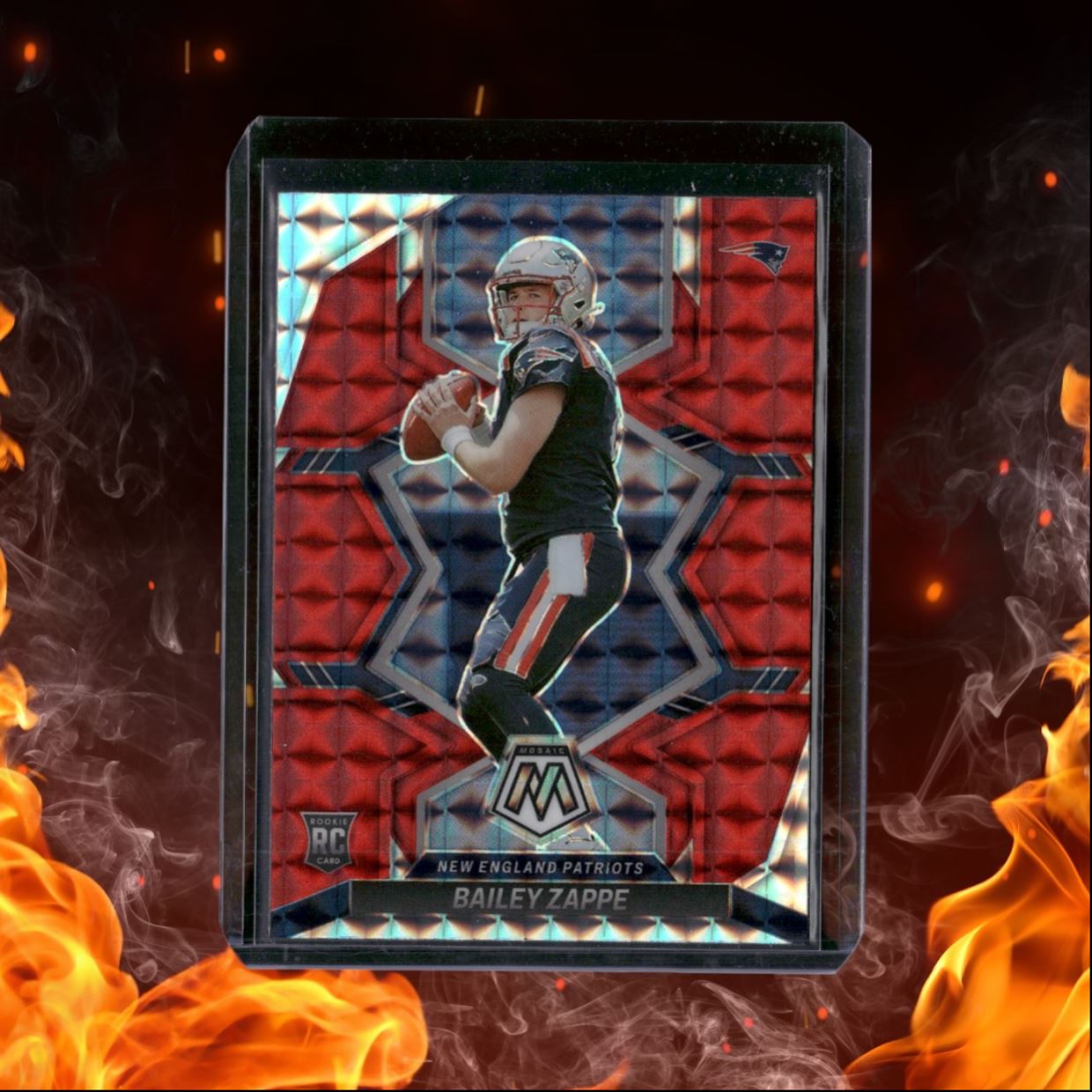 2022 Panini Mosaic Bailey Zappe Red Mosaic Prizm Rookie #321