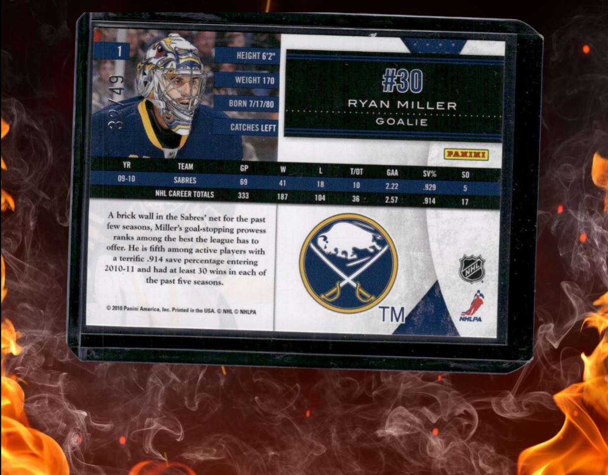 2010-11 Panini Limited Ryan Miller Silver Spotlight 32/49 #1