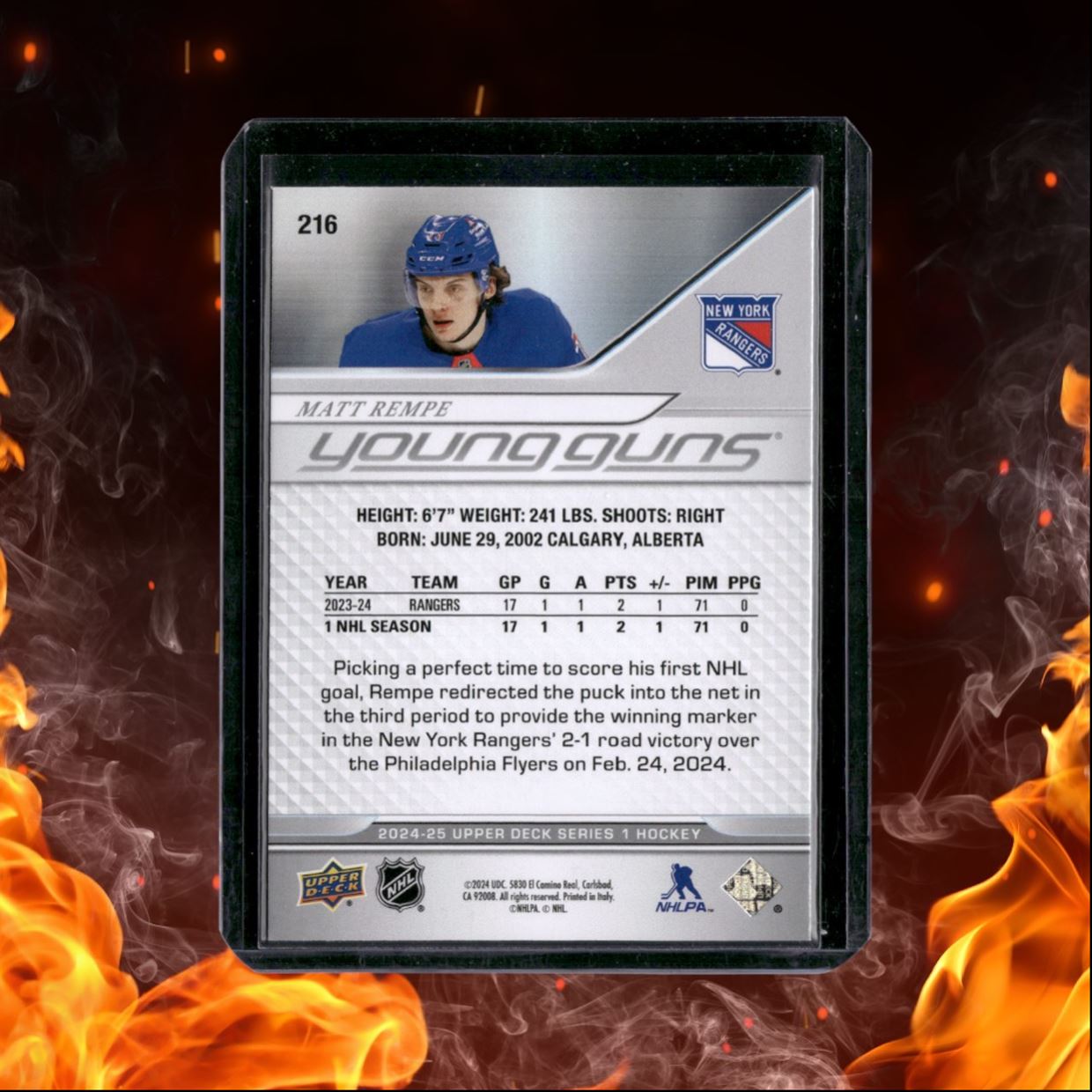 2024-25 Upper Deck Matt Rempe Young Guns (C) Rookie #216