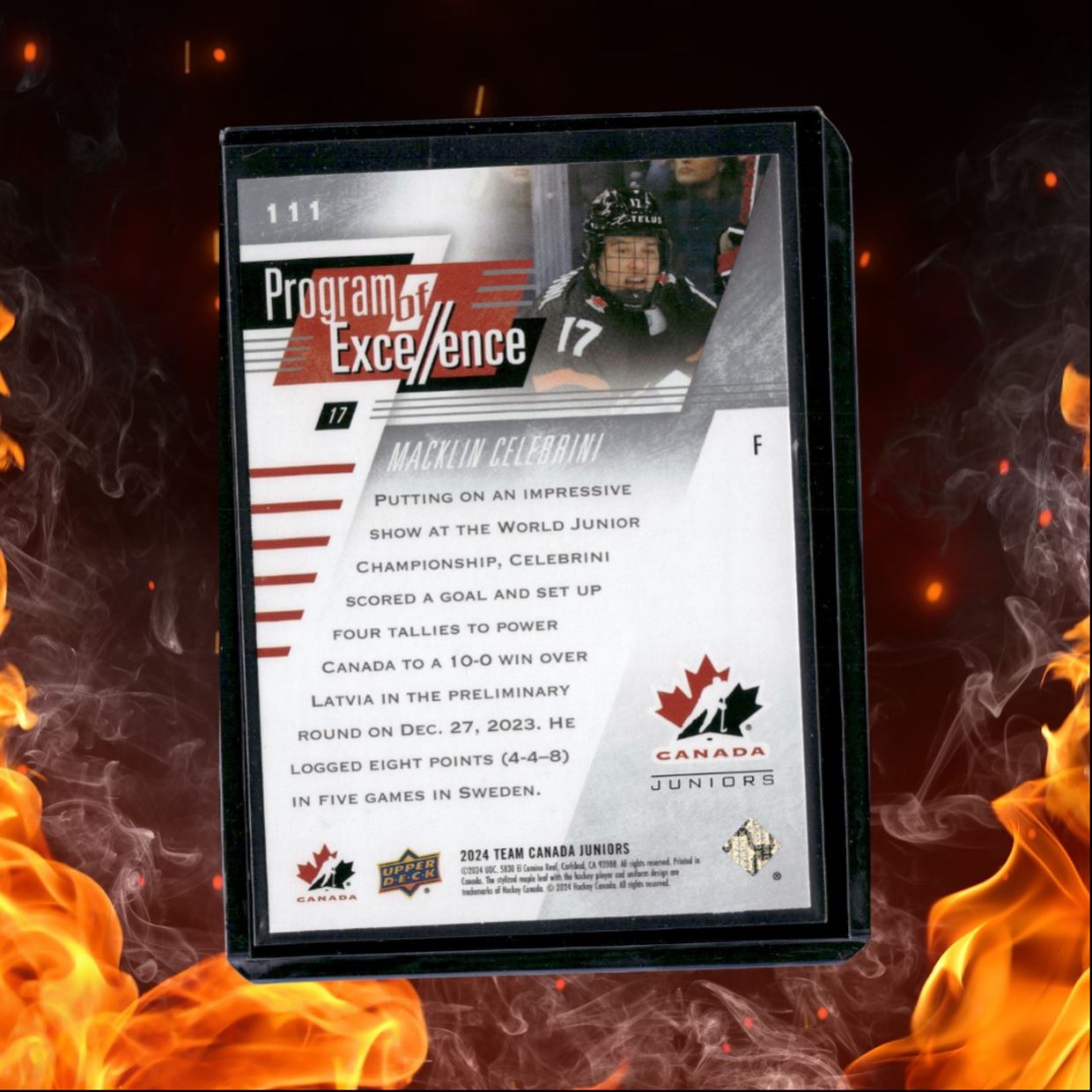 2024-25 Upper Deck Team Canada Juniors Macklin Celebrini Program of Excellence