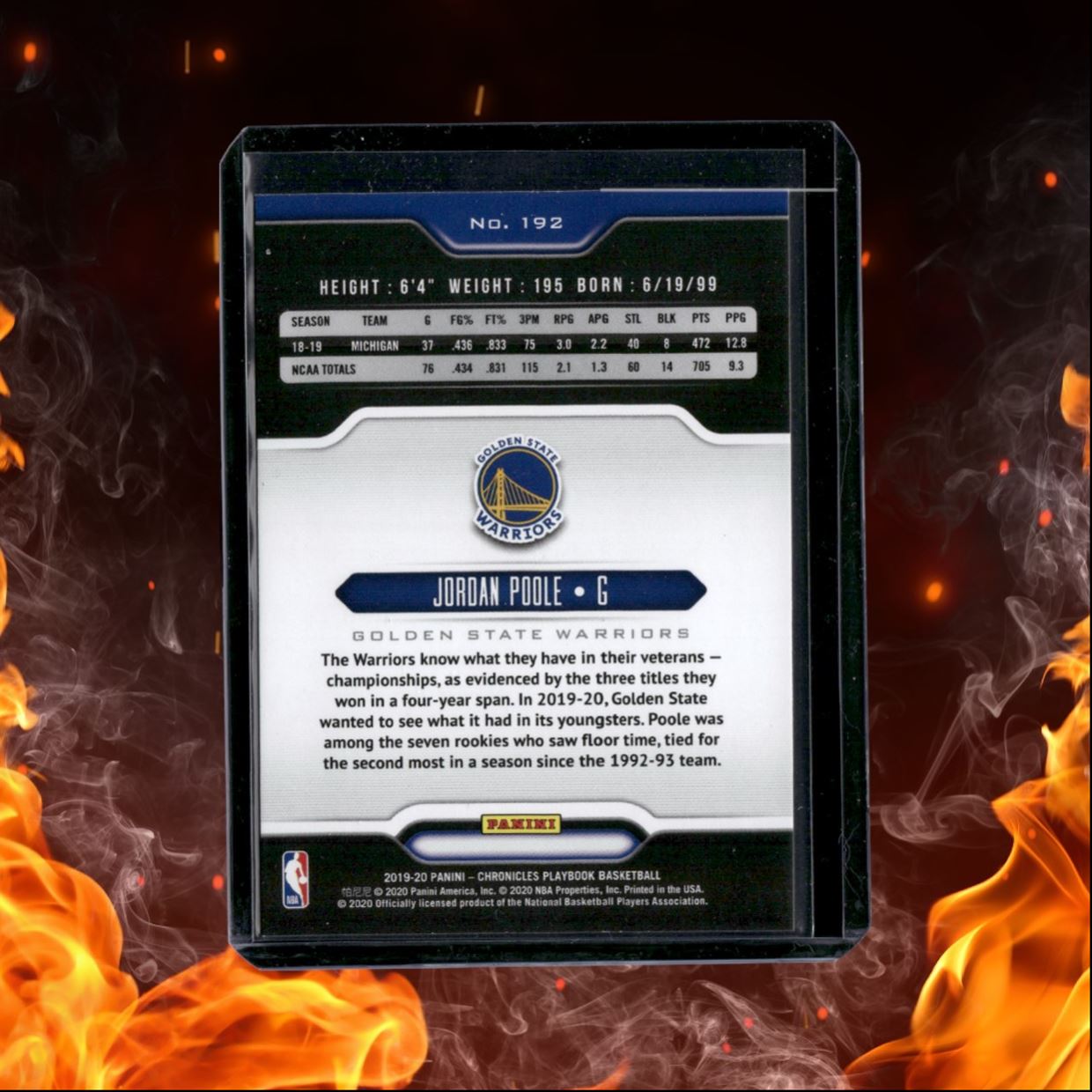 2019-20 Panini Chronicles Jordan Poole Playbook Green Rookie #192