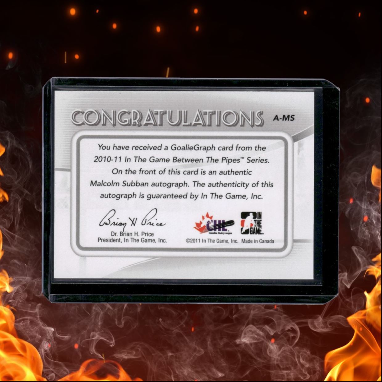 2010-11 In The Game Between Pipes Malcolm Subban Future Stars Goaliegraph Auto
