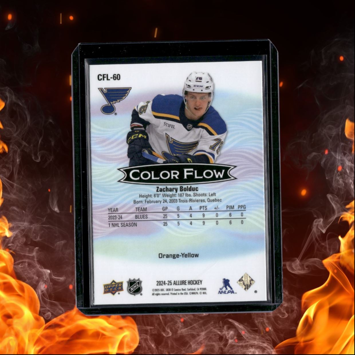 2024-25 Upper Deck Allure Zachary Bolduc Color Flow Orange Yellow Rookie #CFL-60
