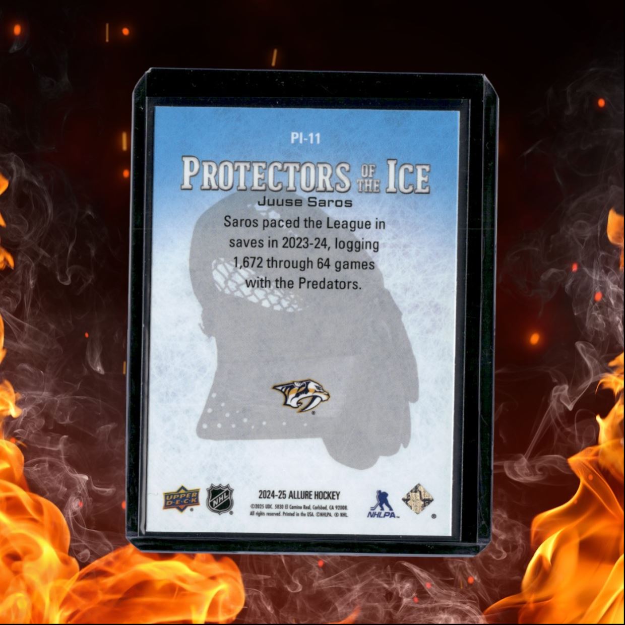 2024-25 Upper Deck Allure Juuse Saros Protectors of the Ice Red #PI-11