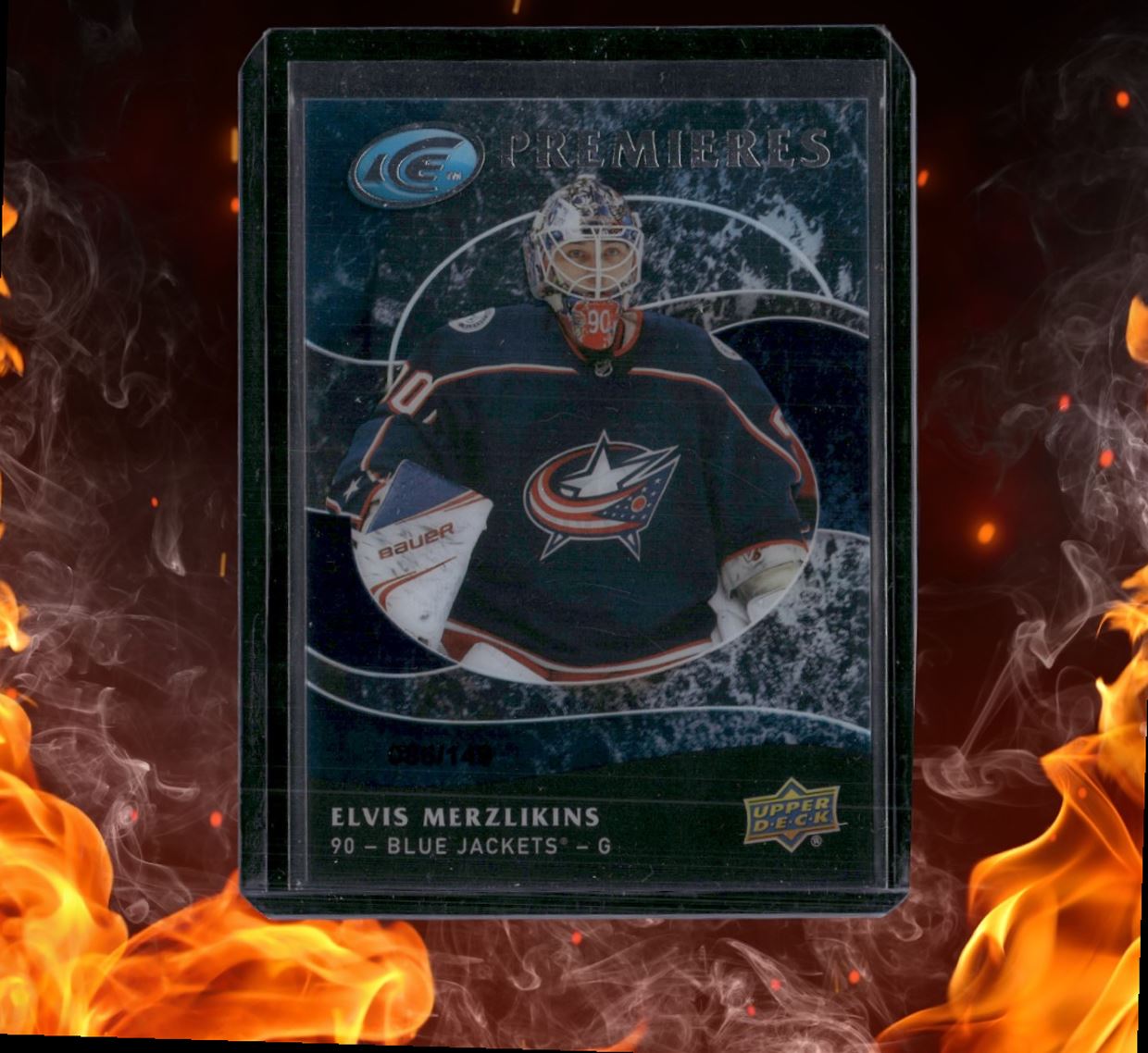 2019-20 Upper Deck Ice Elvis Merzlikins Premieres Retro Rookie 086/149 #26