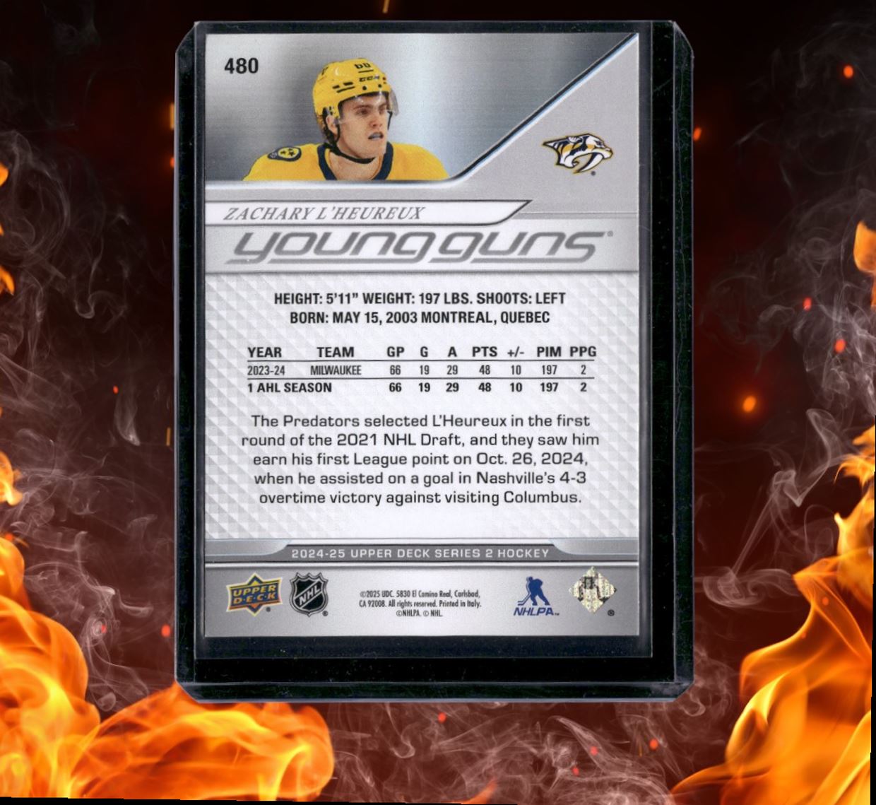 2024-25 Upper Deck Zachary L'Heureux Young Guns (C) Rookie #480
