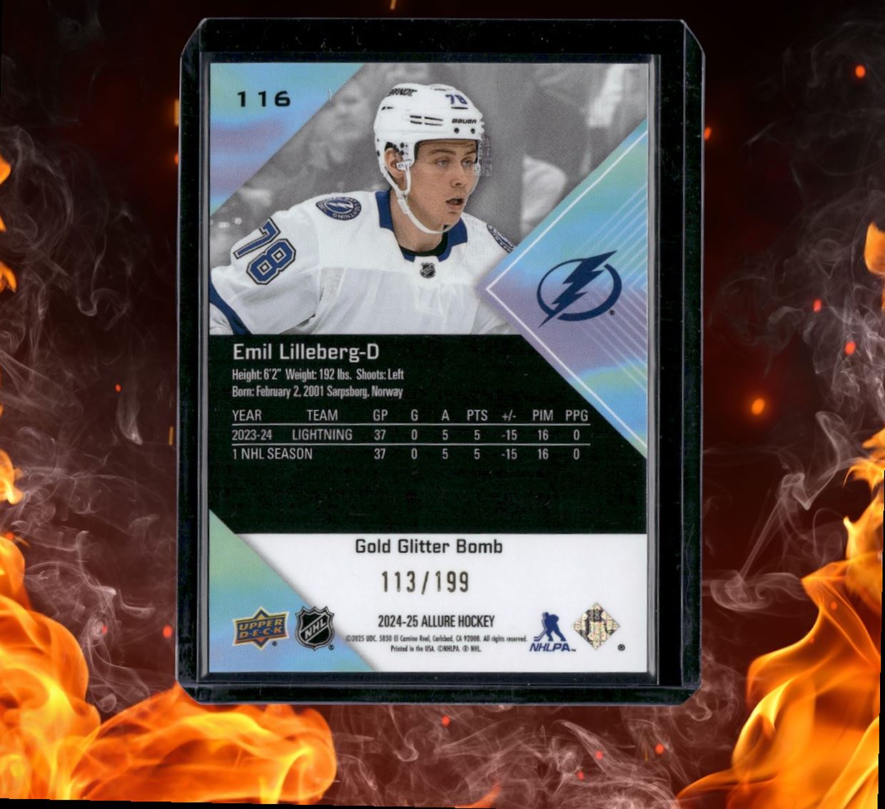 2024-25 Upper Deck Allure Emil Lilleberg Gold Glitter Bomb Rookie 113/199 #116