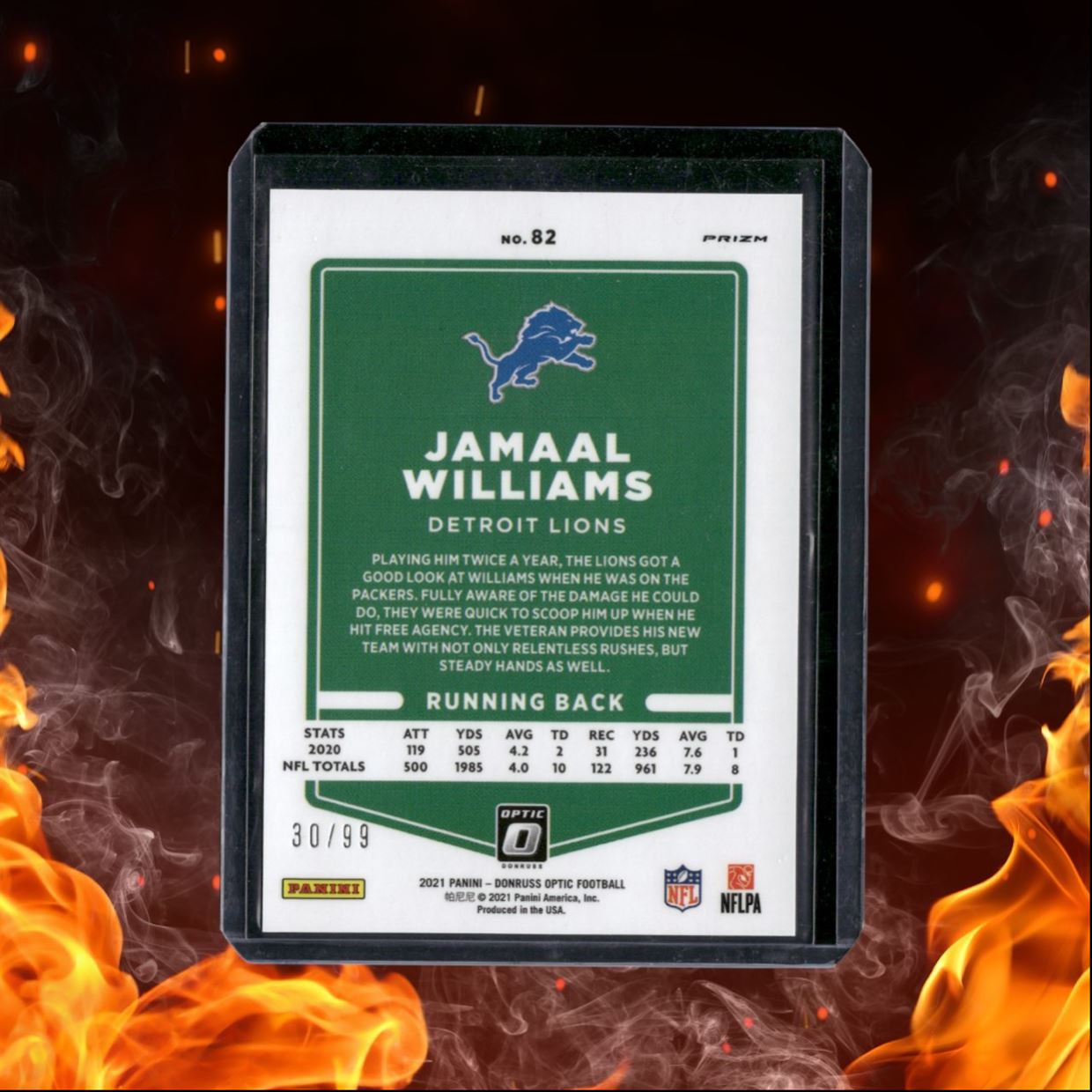 2021 Donruss Optic Jamaal Williams Red Prizm 30/99 #82