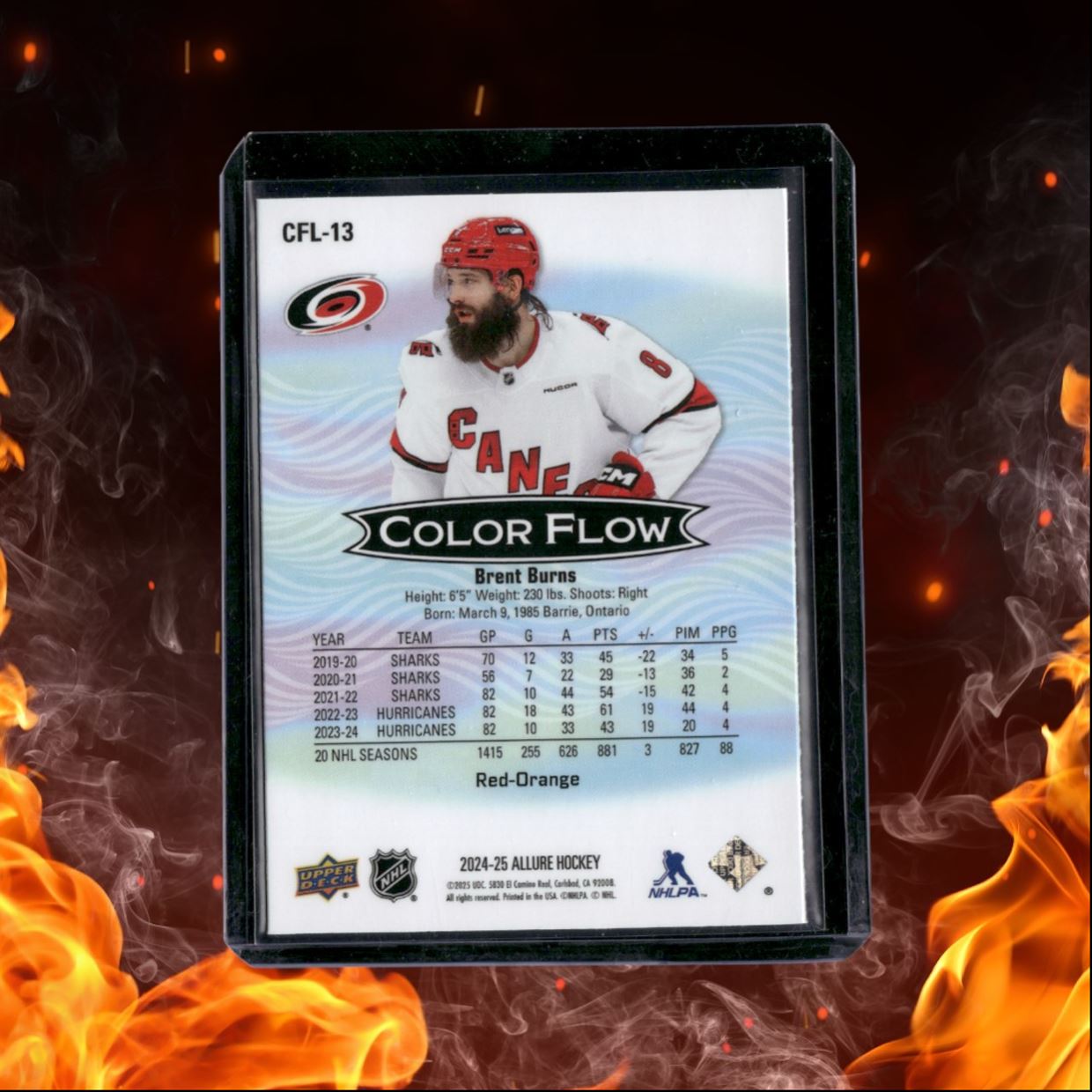 2024-25 Upper Deck Allure Brent Burns Color Flow Red Orange #CFL-13