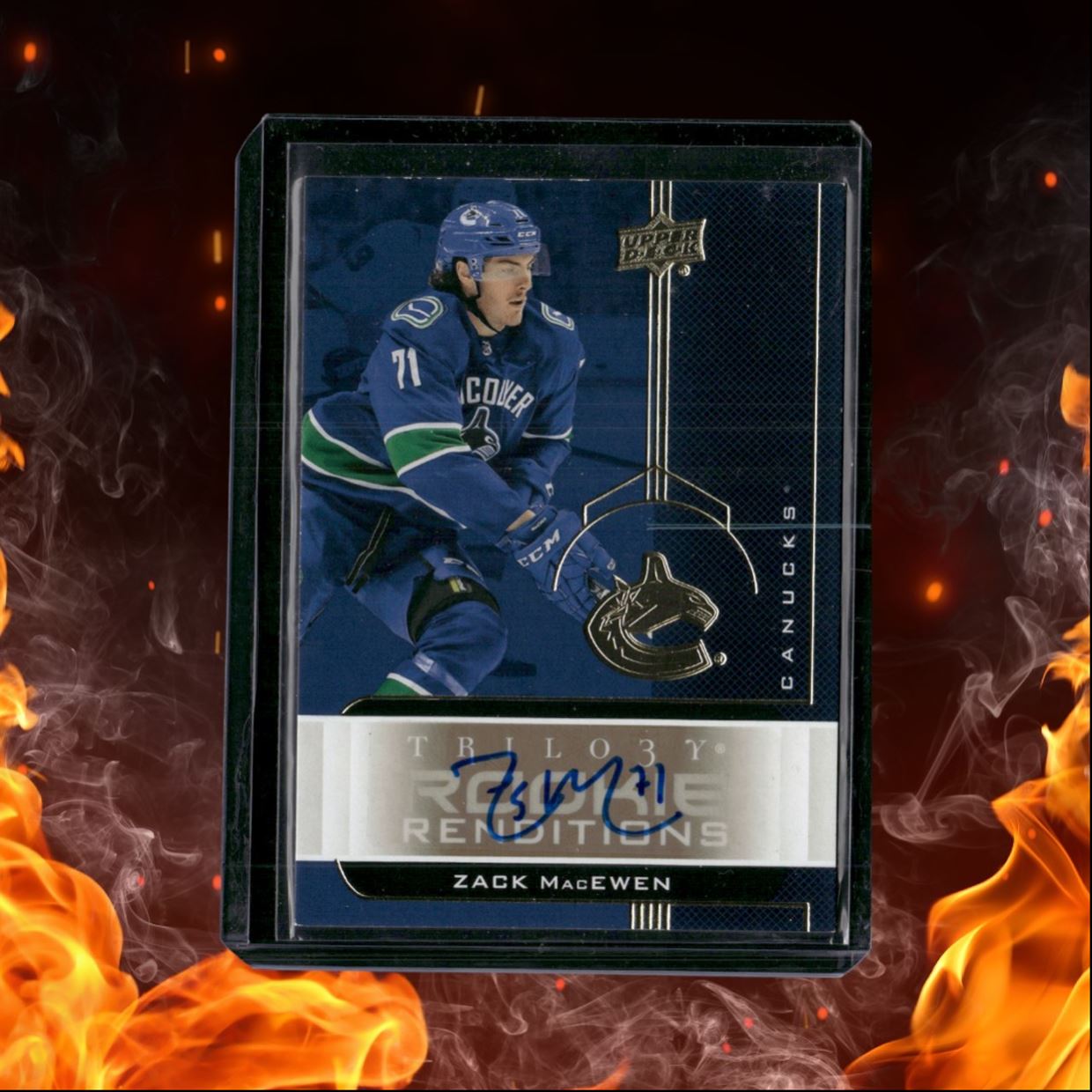 2019-20 Upper Deck Trilogy Zack MacEwen Renditions Gold Foil Rookie Auto #RR-23