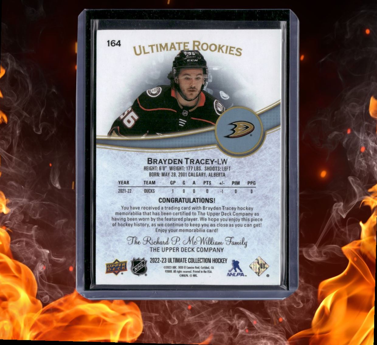 2022-23 Upper Deck Ultimate Brayden Tracey Jersey Rookie 499/799 #164