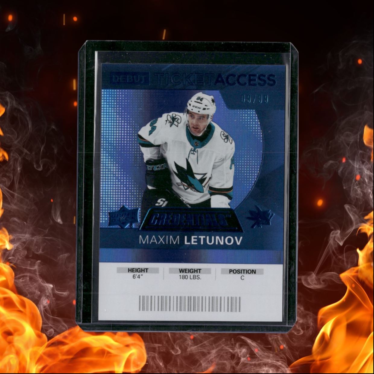 2020-21 Upper Deck Credentials Maxim Letunov Debut Ticket Access Blue Rookie