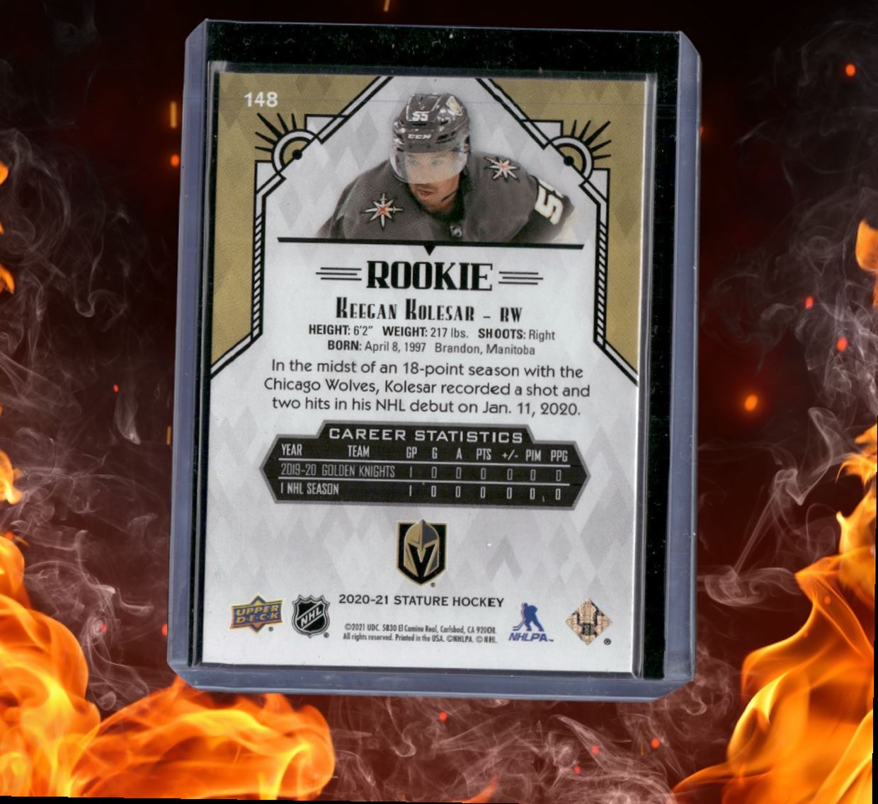 2020-21 Upper Deck Stature Keegan Kolesar Black 16/20 #148