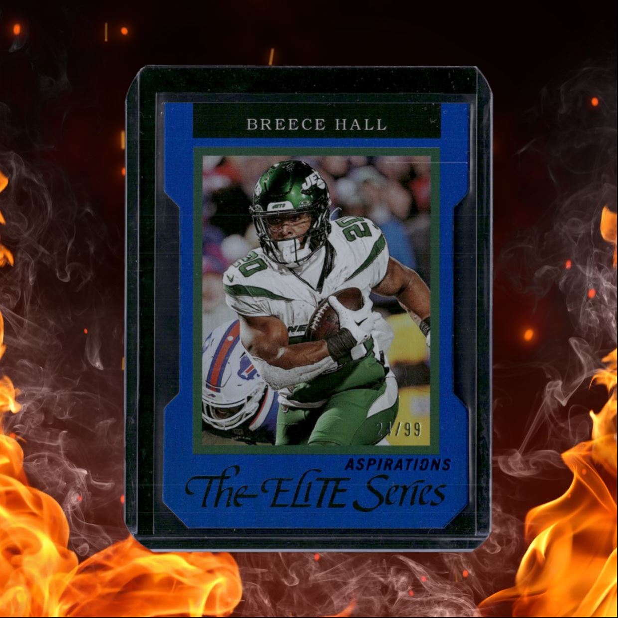 2024 Panini Donruss Elite Breece Hall 1992 Retro Blue Aspirations Die-Cut 24/99
