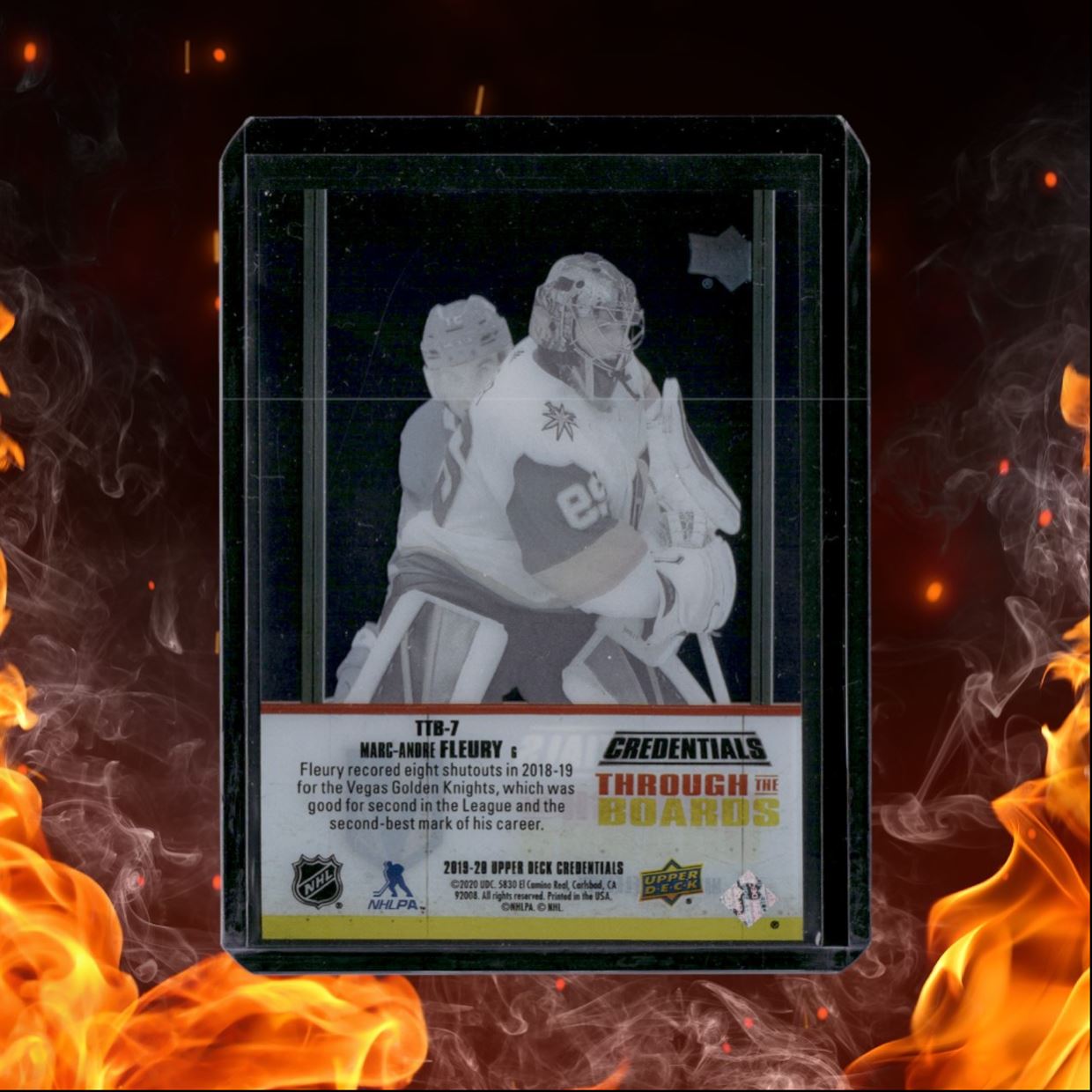 2019-20 Upper Deck Credentials Marc-Andre Fleury Through the Boards Acetate