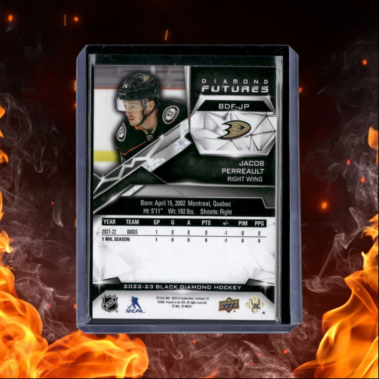 2022-23 Upper Deck Black Diamond Jacob Perreault Diamond Futures Rookie 042/299