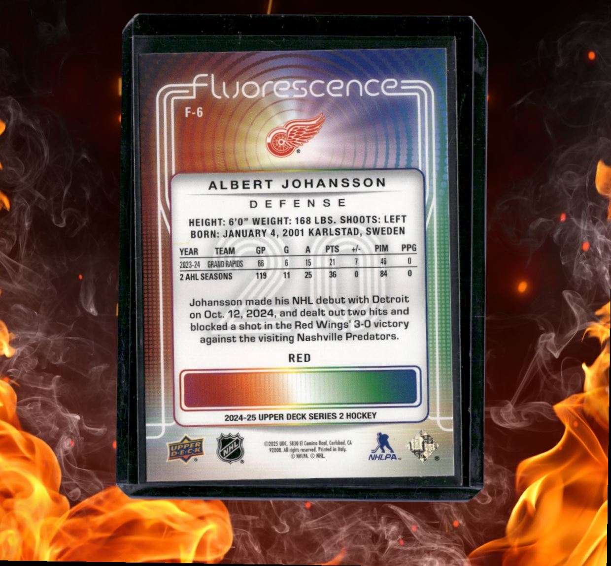 2024-25 Upper Deck Albert Johansson Flurorescence Red (B) Rookie #F-6