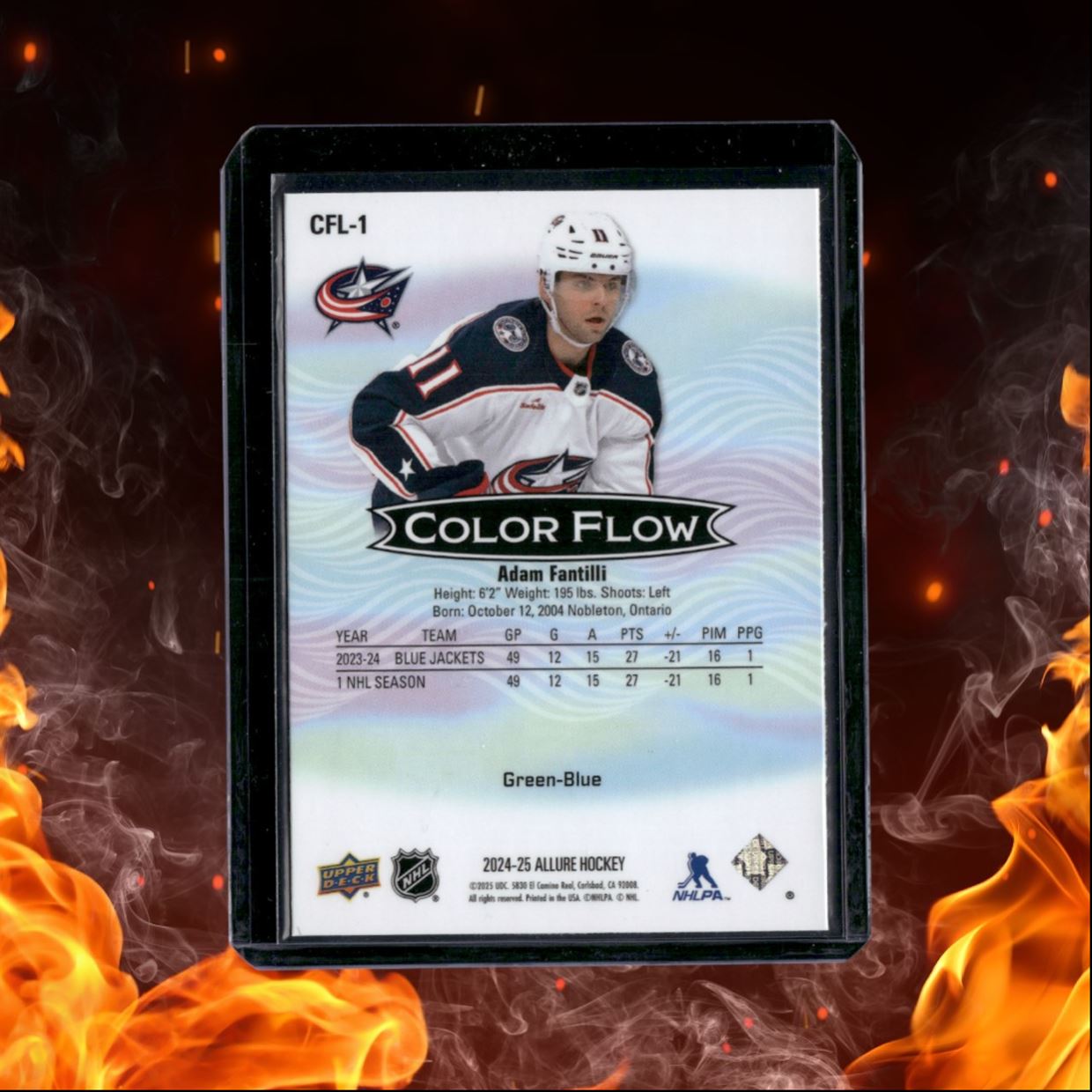 2024-25 Upper Deck Allure Adam Fantilli Color Flow Green Blue #CFL-1